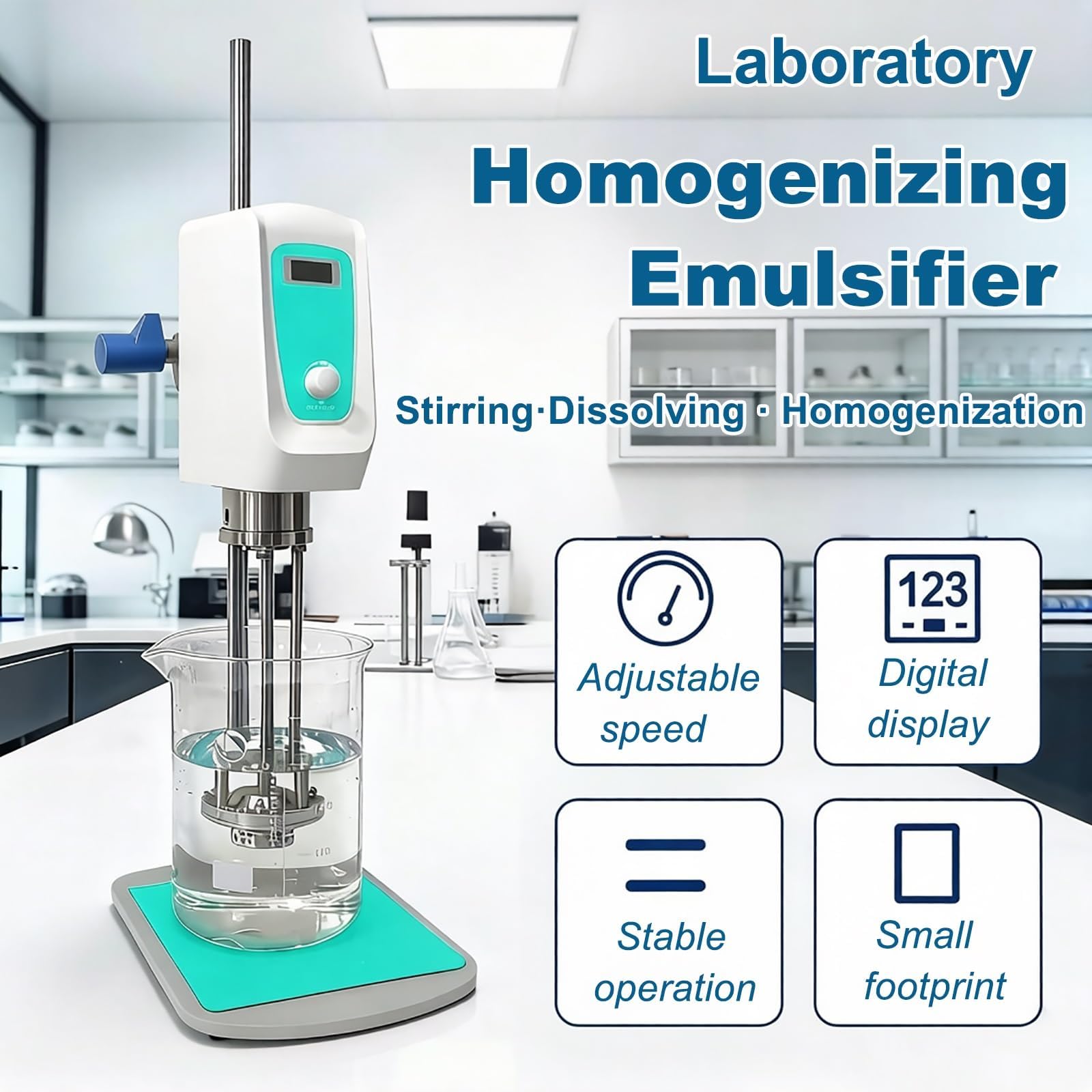 Labor-Homogenisator mit hoher Schere, Benchtop-Emulgator-Dispergiermischer mit variabler Geschwindigkeit zum Mischen von Flüssigkeiten