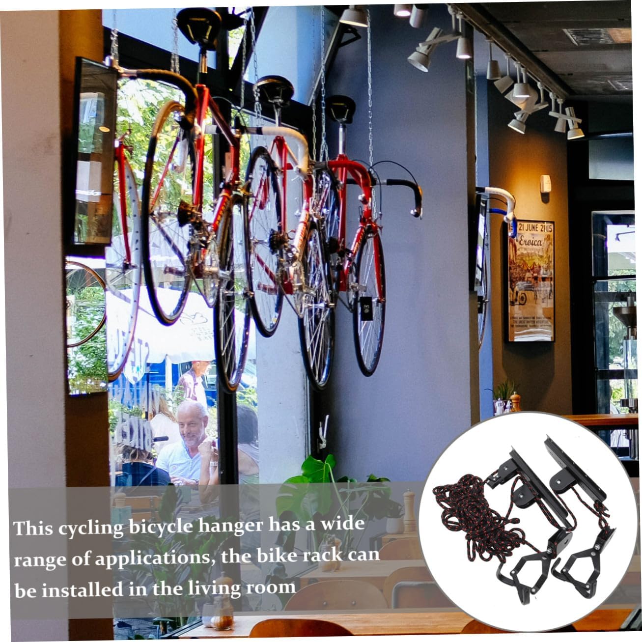 KICHOUSE Bike Hoist Lift Hanger with Pulley System Black Ceiling and Wall Mount Bike Storage Rack for Garage Indoor and Space-saving Organization Random Color