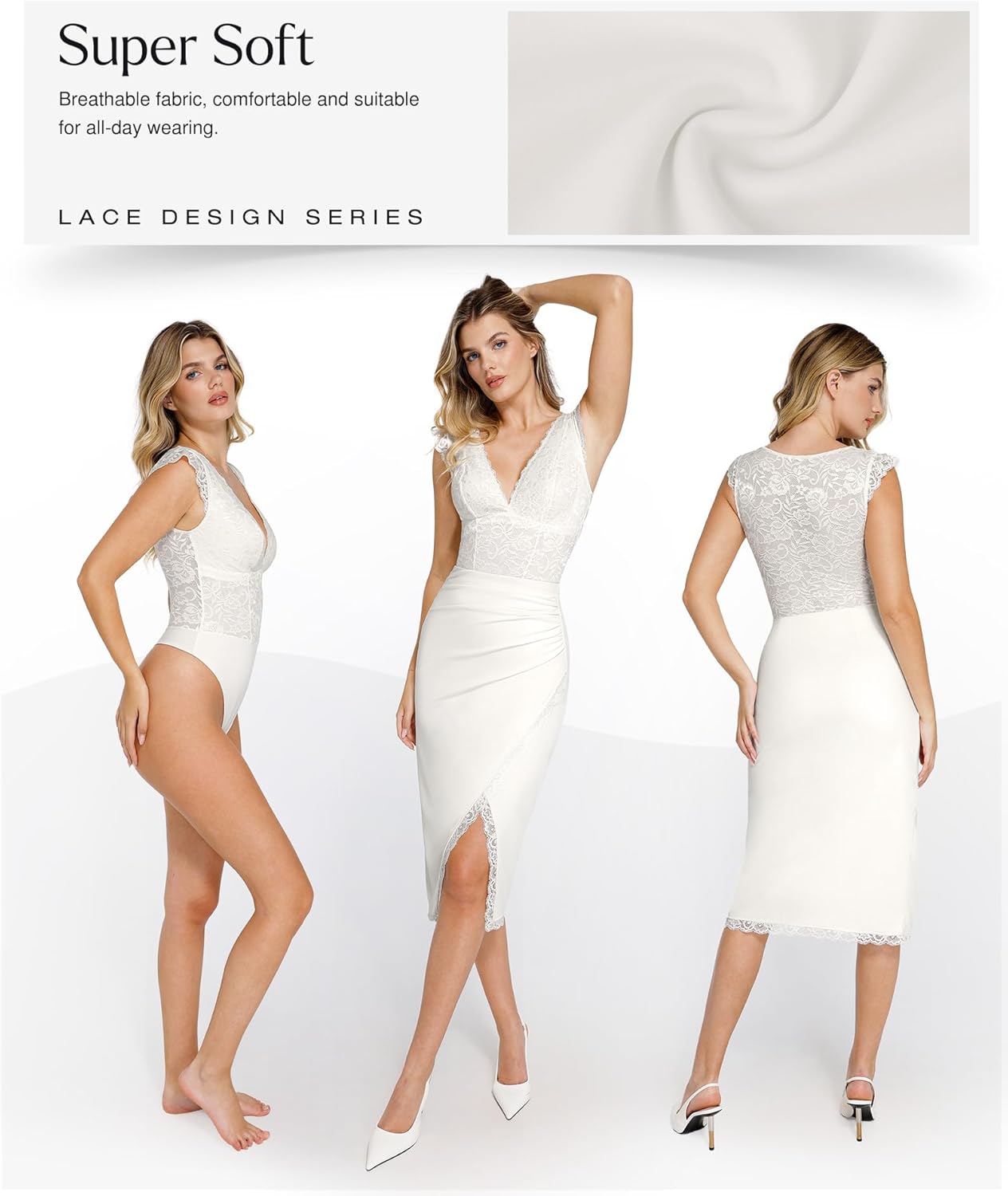 Popilush Lace Body Suits Women - Tank Top Thong Shapewear Tummy Control Going Out Tops Deep V Neck BodySuit - Image 5