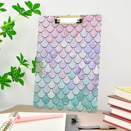 Miniatura 8 de Portapapeles con escala de sirena, diseño de moda, portapapeles de plástico tamaño carta para estudiantes, niños, mujeres y hombres, tablero de clip