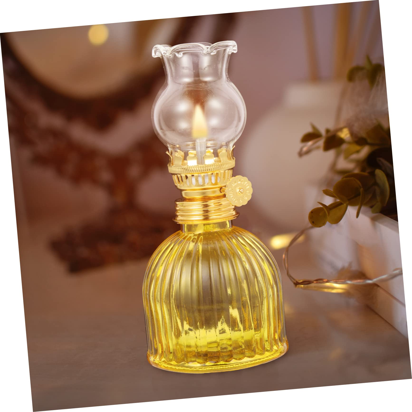 NUOBESTY Lampe à Pétrole Vintage Verre Lanterne à Pétrole Intérieur Lampe à Huile Décorative