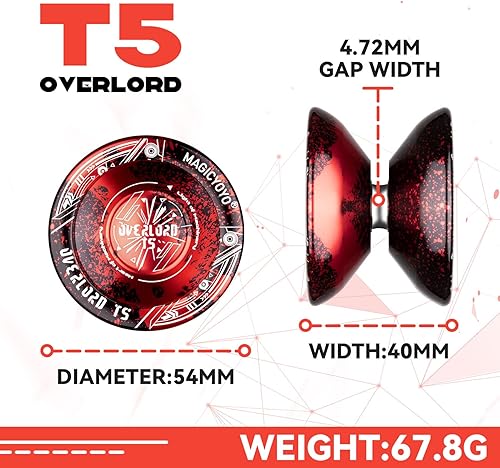 Miniatura 3 de YOSTAR T5 Overlord Yoyo Yoyo profesional sin respuesta para niñosadultos, aleación de aluminio Yoyo metal Yoyo para avanzado, cuerdas profesionales