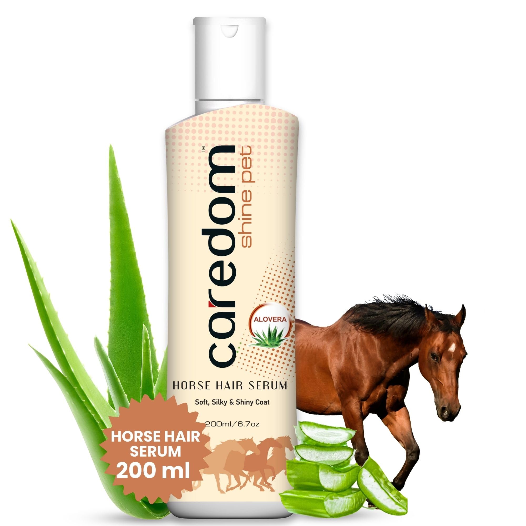 Shine Pet Horse Hair Serum 200 ml | Aloe Vera Enriched | Instant Shine & Detangle | Silky Smooth Mane | Lightweight Non Sticky | Easy Grooming | Gloss Finish | Horse Mane & Tail Hair Care