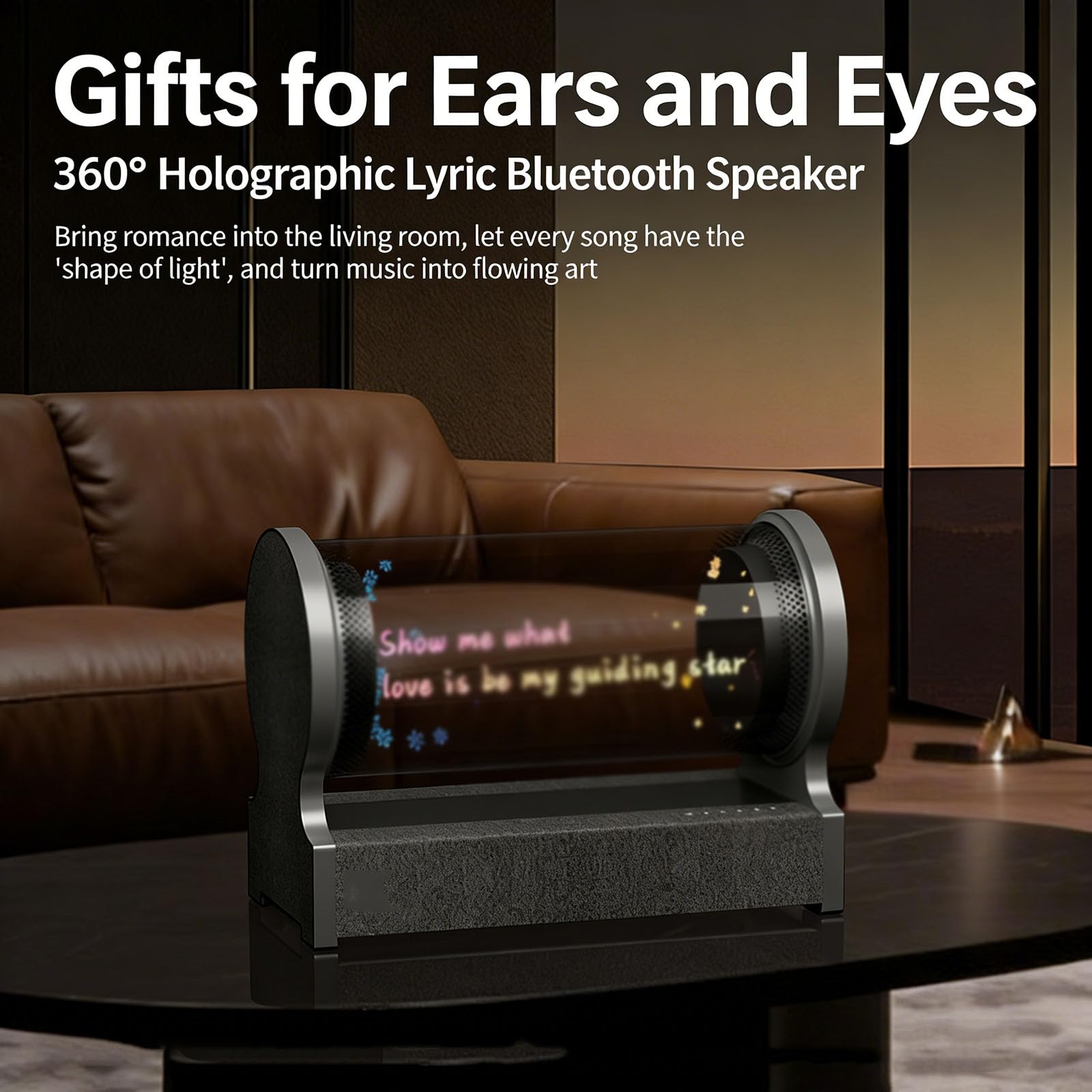 Głośnik Bluetooth z holograficznym wyświetlaczem 360°, dźwiękiem Hi-Fi, regulowanym kątem i jasnością, idealny do użytku domowego i zewnętrznego