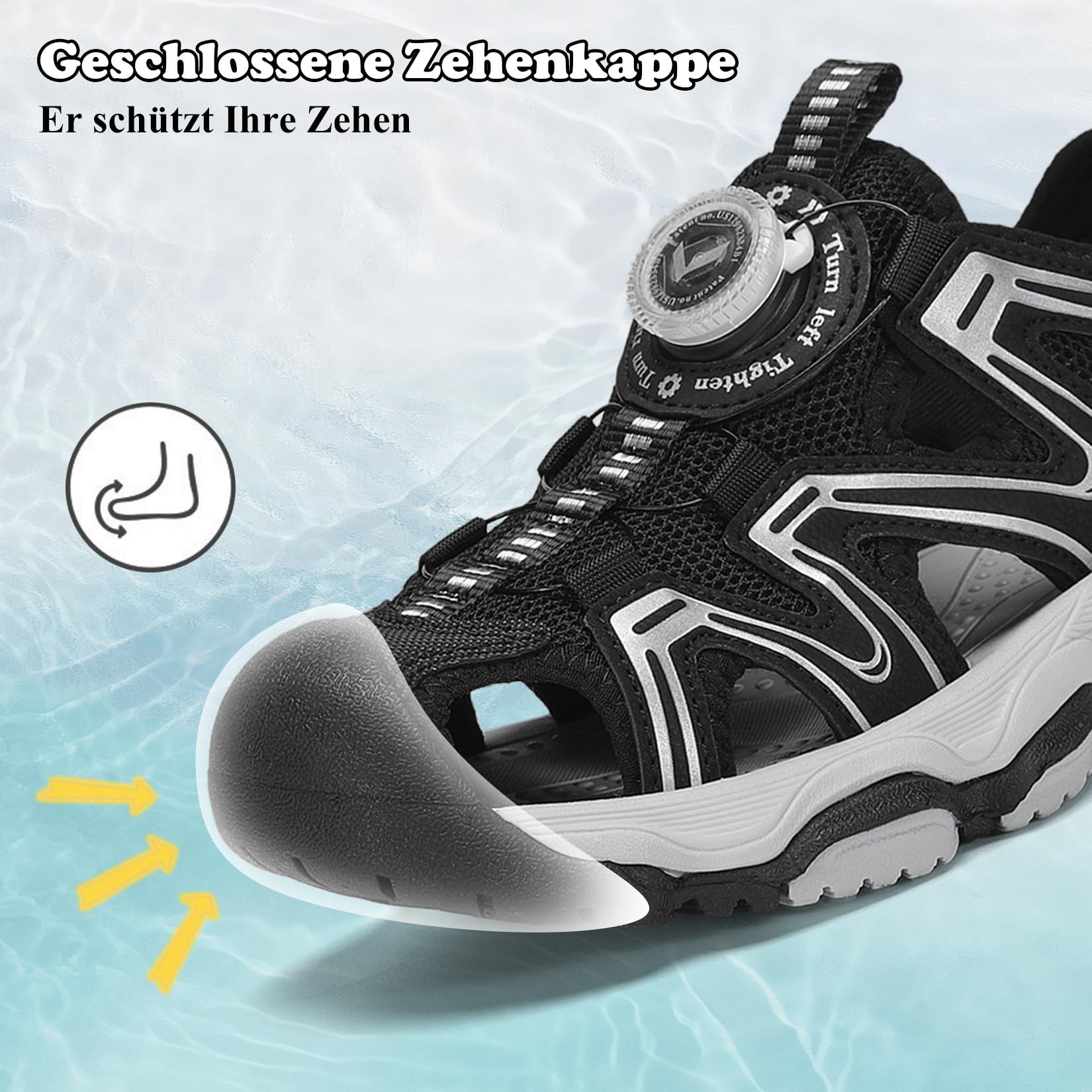 Kinder Sandalen Jungen Mädchen Geschlossene Breite Schuhe | Atmungsaktiv, Rutschfest, Leicht, Schnelltrocknend, Sommerschuhe, Sportsandalen, Outdoorsandalen, Strandsandalen
