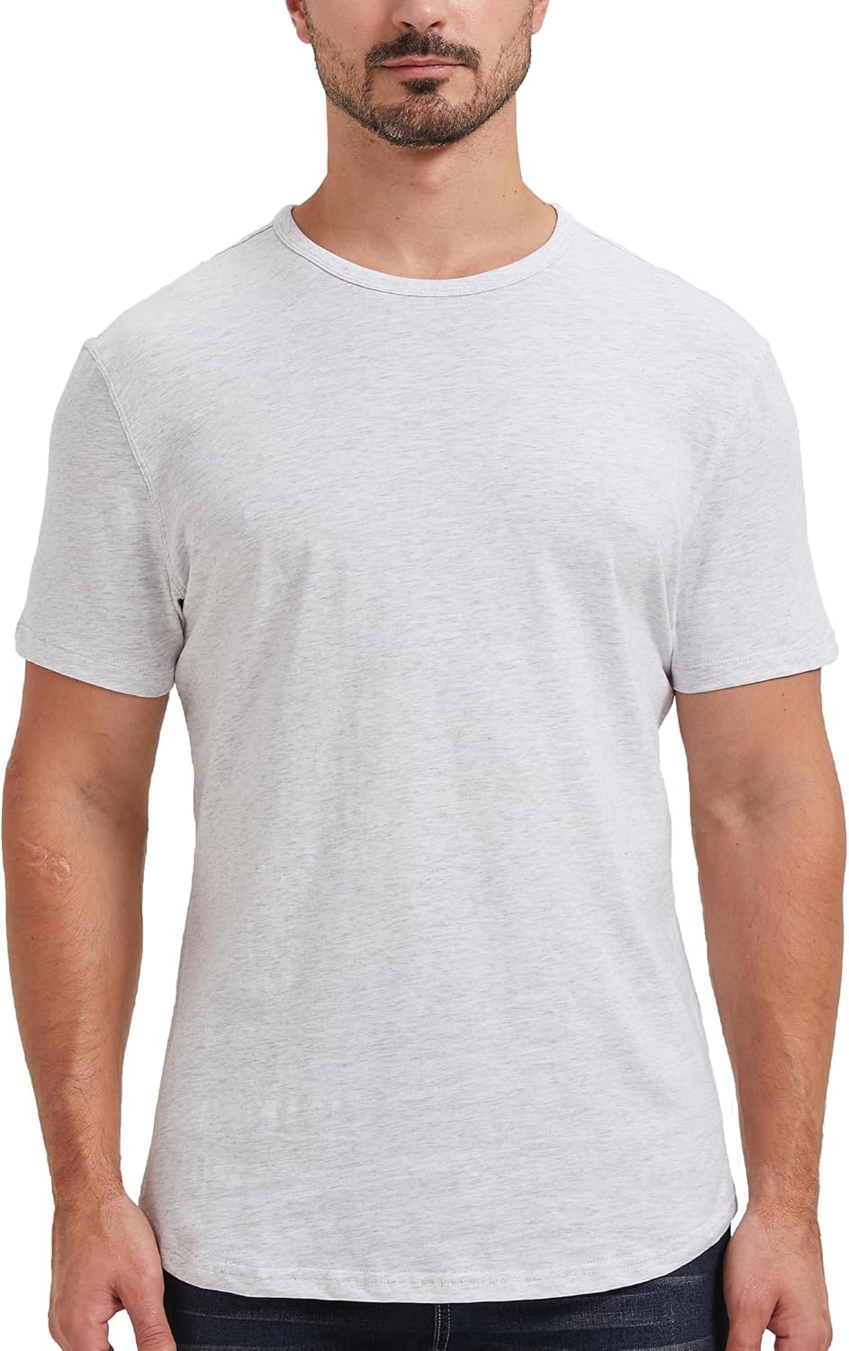 netdraw Men's Curved Hem 100% Slub Cotton T-Shirt Premium Casual Stylish Soft Crewneck Tee