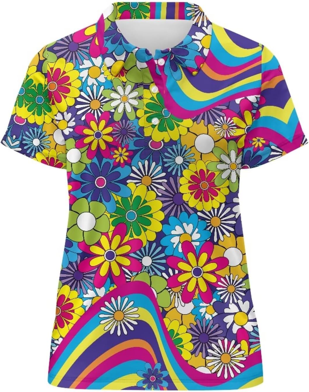 Womens Golf Shirts Collared Short Sleeve T Shirt Lightweight Moisture Wicking Casual 3 Buttons Outfits