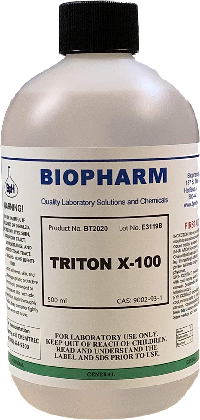 Biopharm Triton X-100 Surfactant — 500 mL (1.06 Pint) | Nonionic Surfactant | Laboratory Cleaning Detergent | Not Diluted
