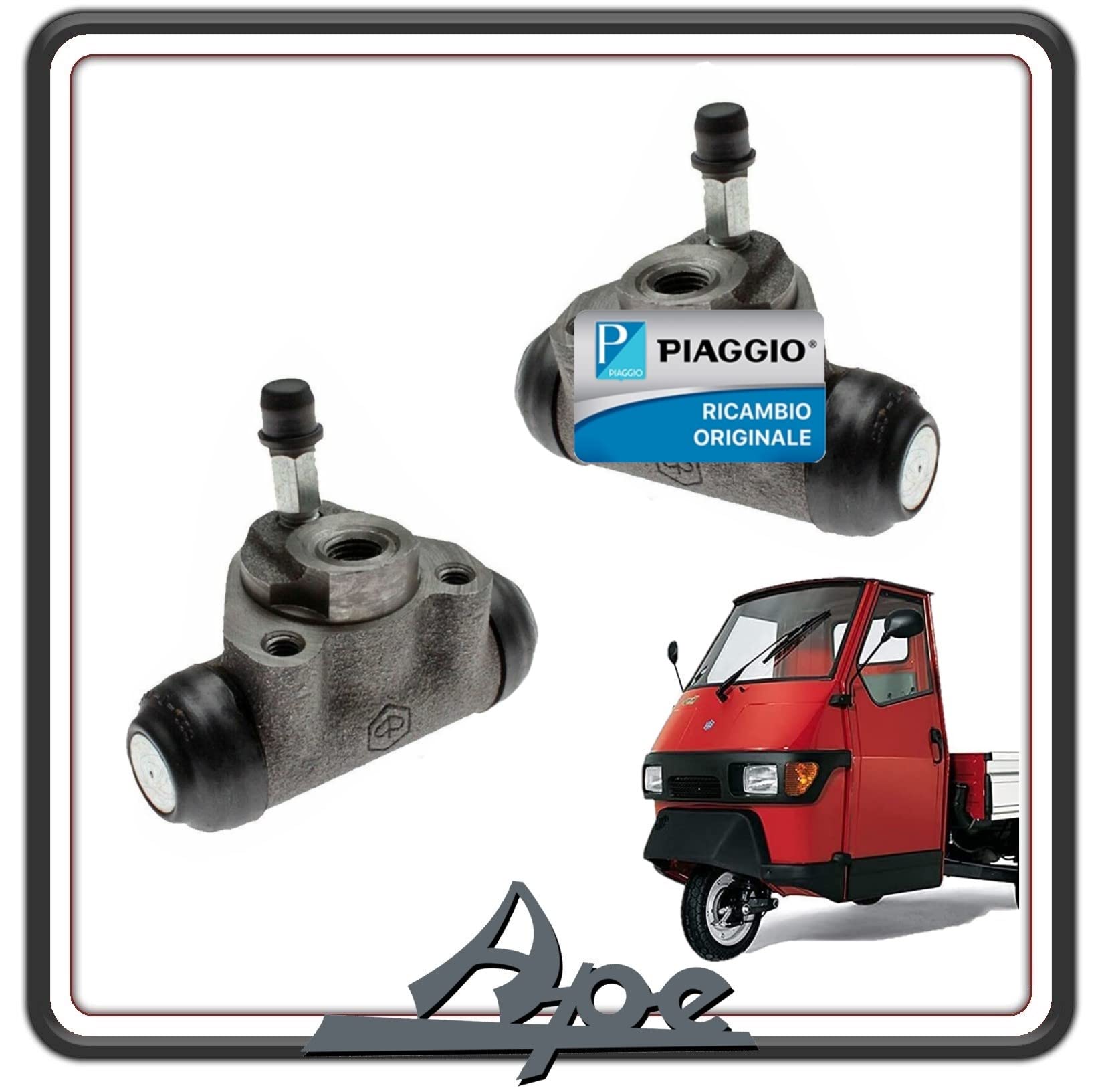 KIT COPPIA DUE CILINDRETTO CILINDRETTI FRENO POSTERIORE POSTERIORI PER PIAGGIO APE 50 TUTTI I MODELLI ORIGINALE.