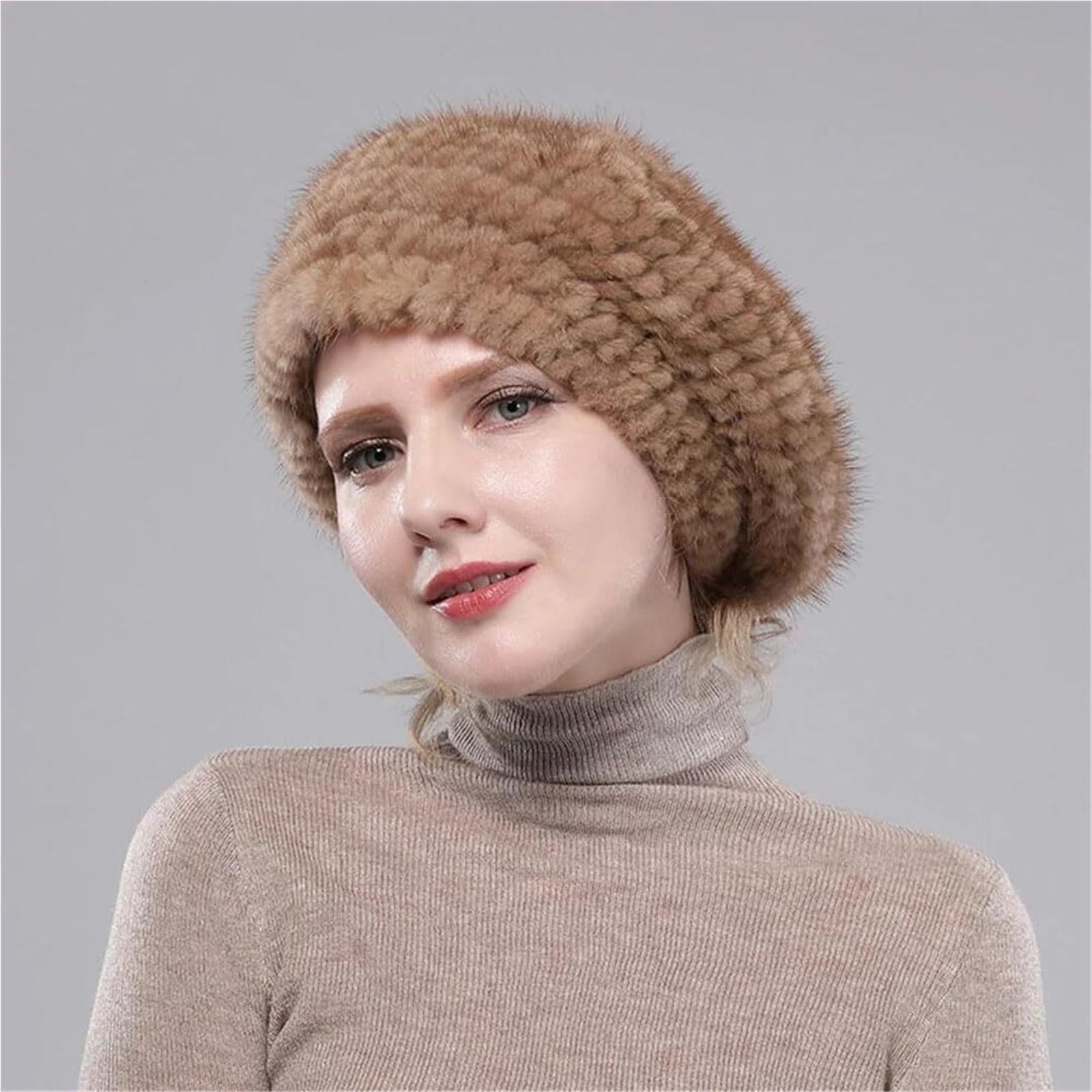 Czapka Zimowa Damskie Berety Eleganckie Czapki Z Daszkiem Czapki Z Dzianiny Ciepła Czapka Typu Beanie W Stylu Vintage Zimowa Kapelusz(Light Brown)