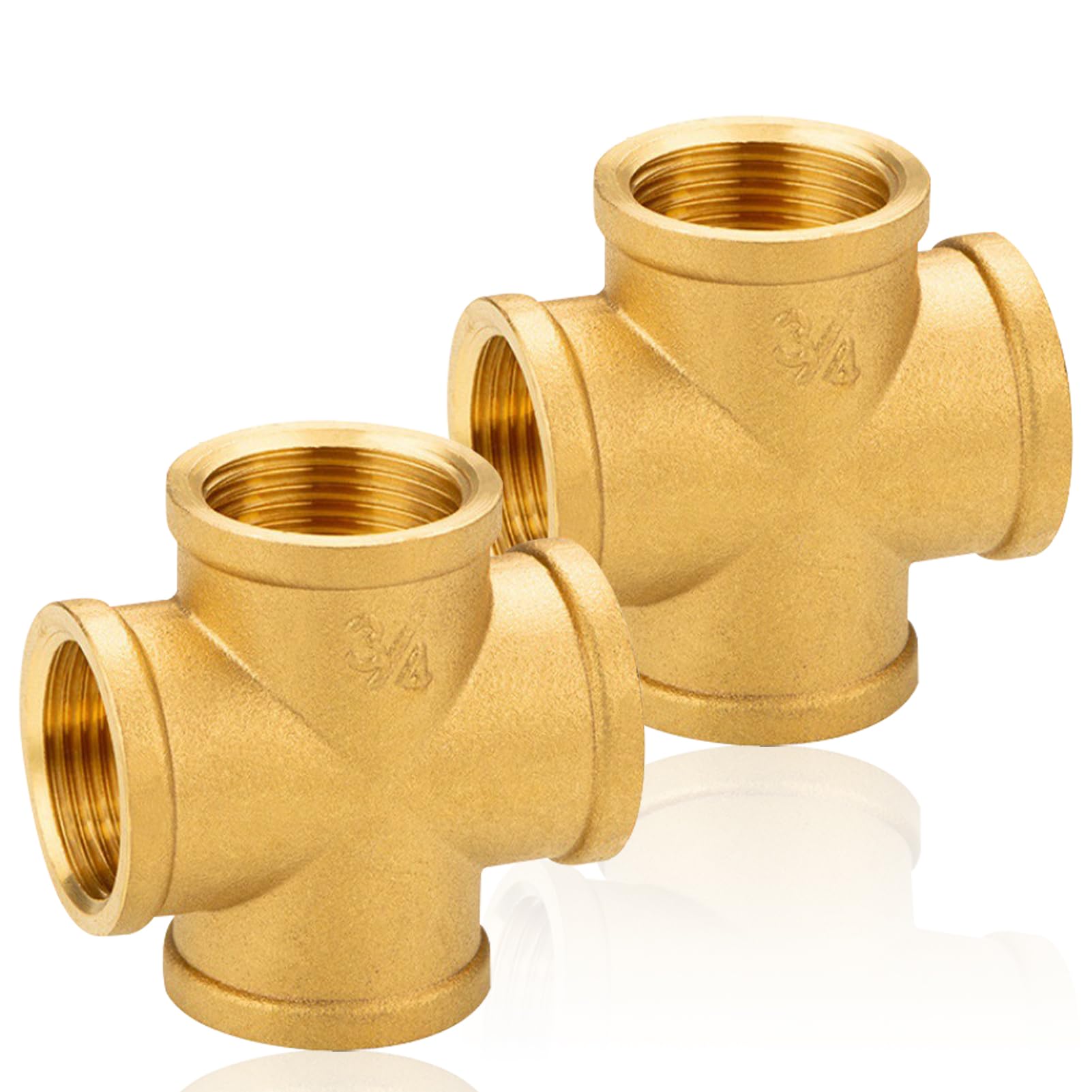 2 pezzi in ottone raccordo a croce 3/4" IG filettato in ottone, parti di raccordo – Croce, adattatore DN20, filettatura interna, 3/4 pollici a croce per aria compressa