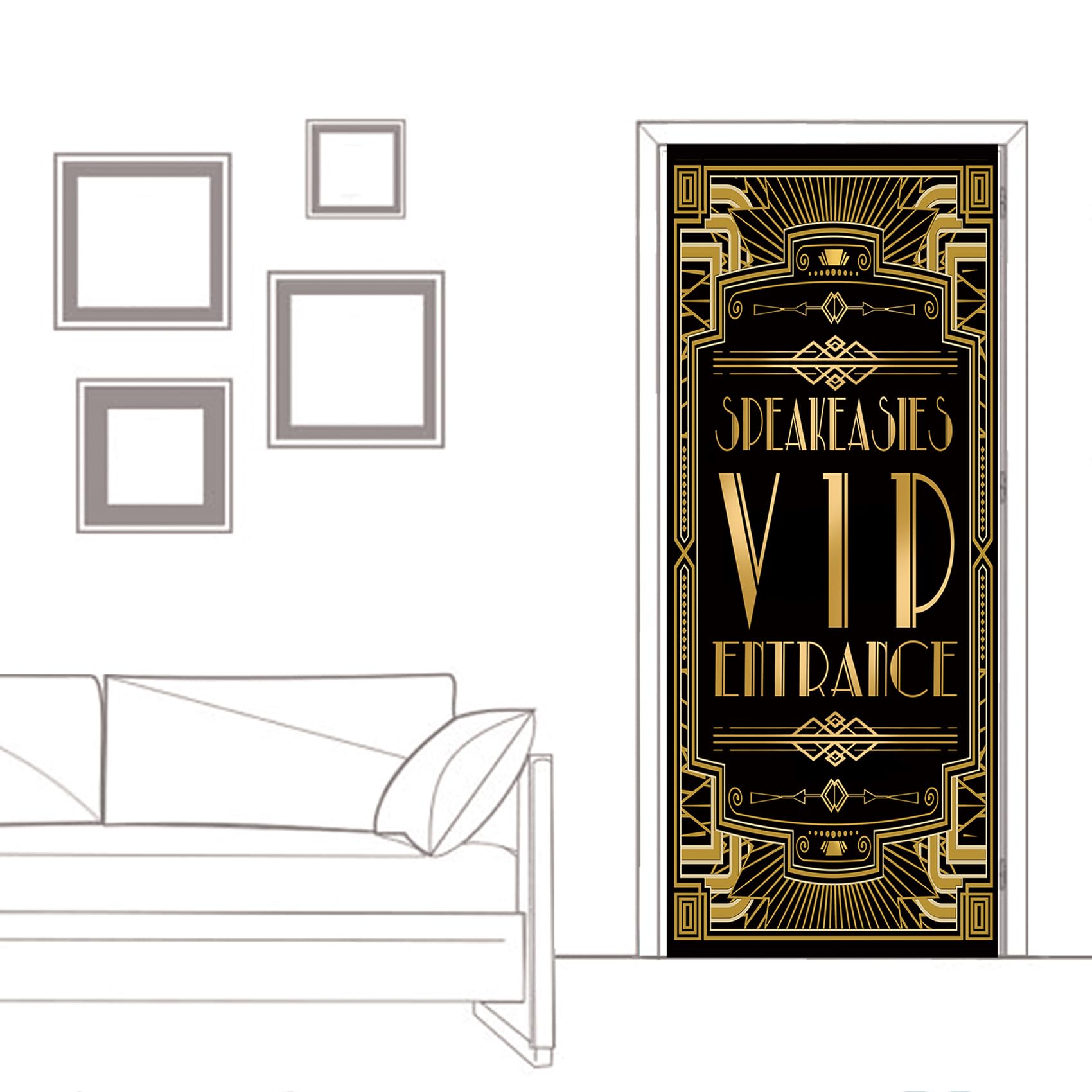 Musykrafties Roaring 20s Door Cover Gatsby Theme Speakeasies Vip Enrtance 72x30inch, Speakeasies VIP Entrance, 72 inches x 30 inches - Image 3