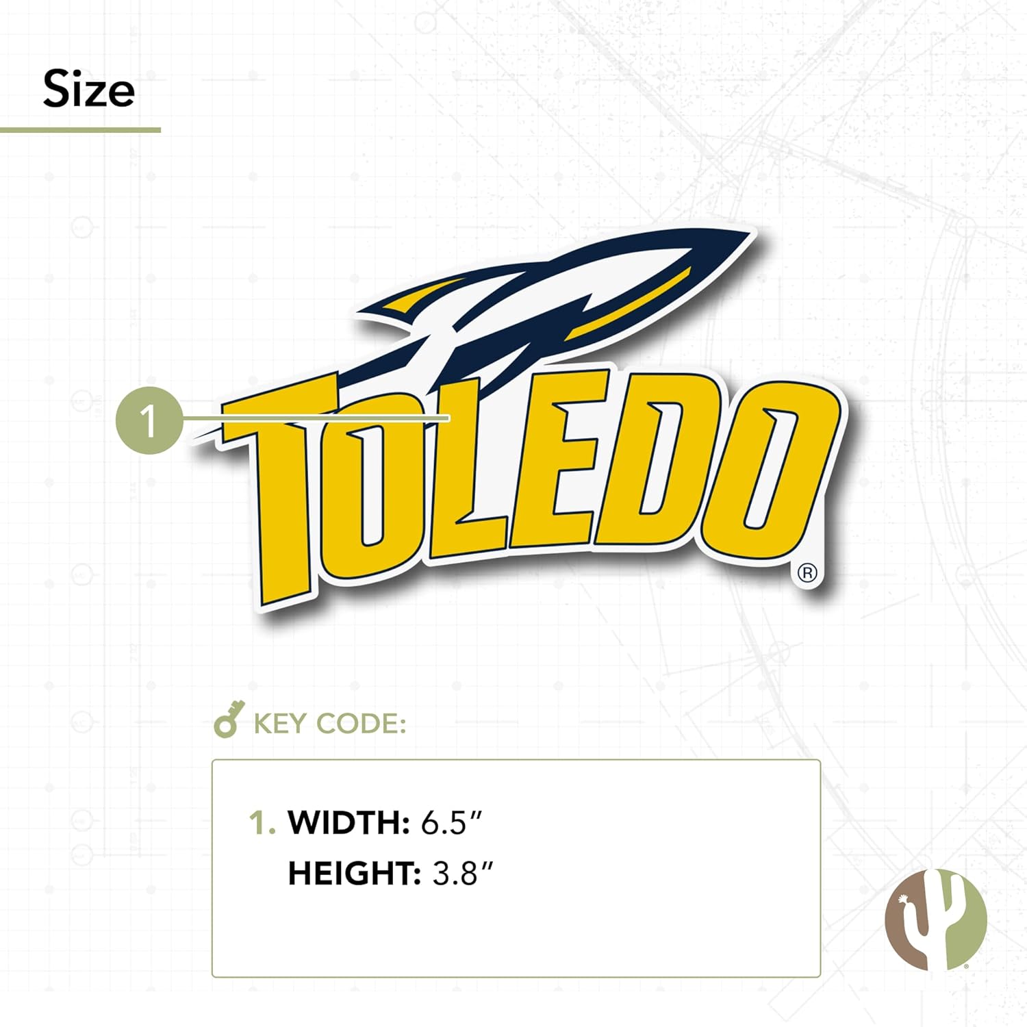 Desert Cactus University of Toledo Sticker UT Rockets Vinyl Decal Laptop Water Bottle Car Scrapbook (IND 00016) - Image 2