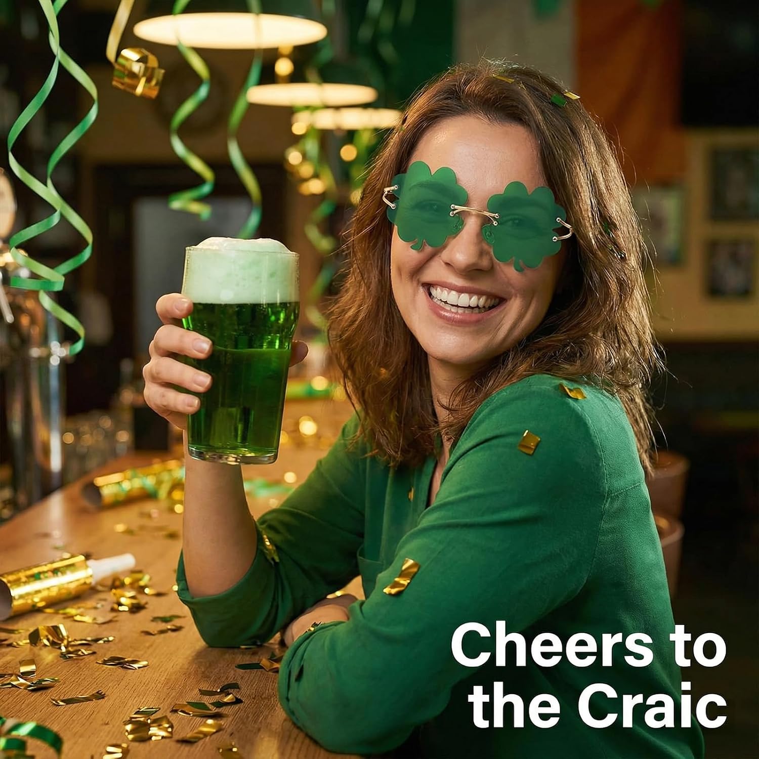 Hying St. Patrick's Day Shamrock Glasses for Women Men, Lucky Clover Costume Eyeglasses Eyewear Dressing-up Accessories