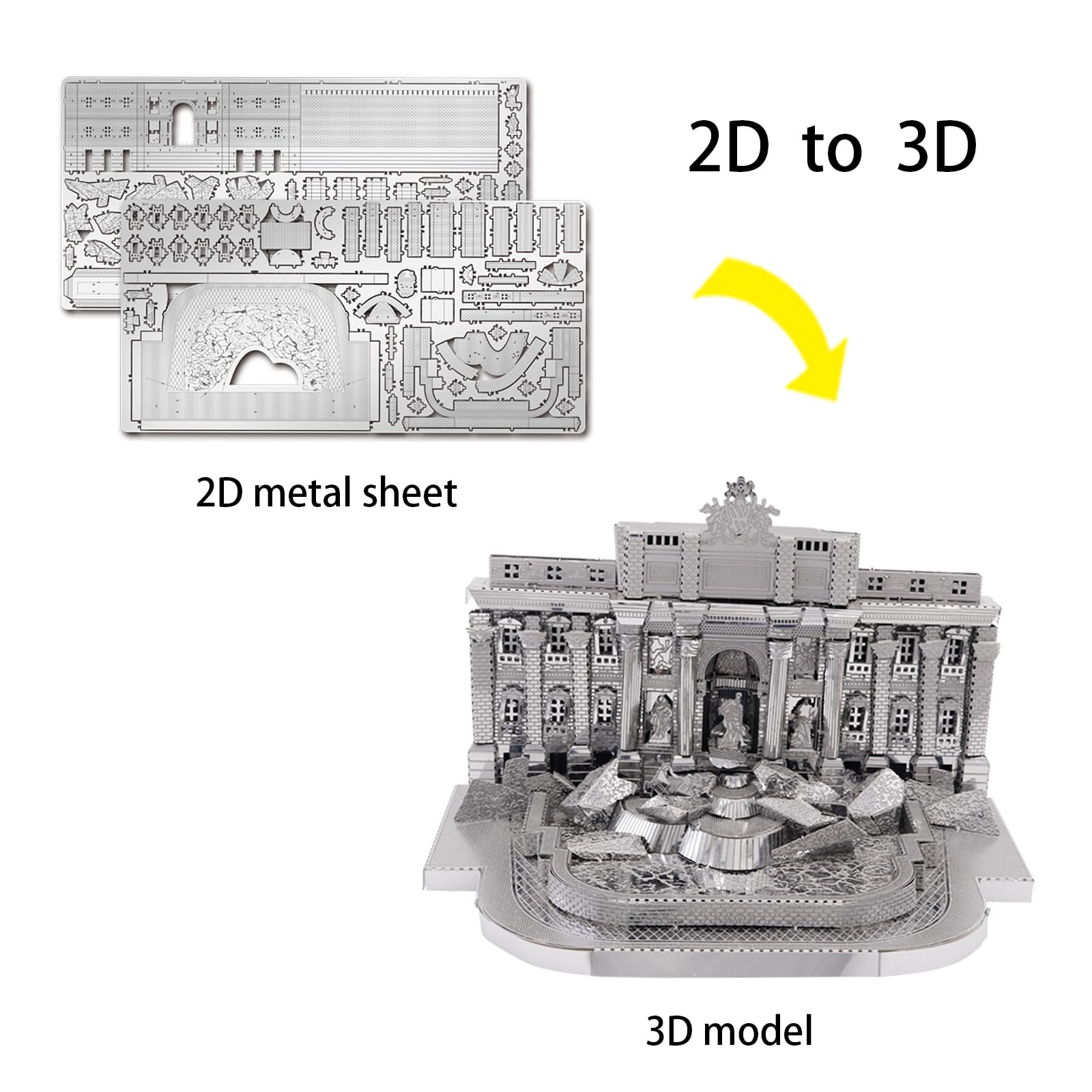 Larcele Kit Puzzle Métal 3D Trevi Fountain dès 14 Ans JSPT-01