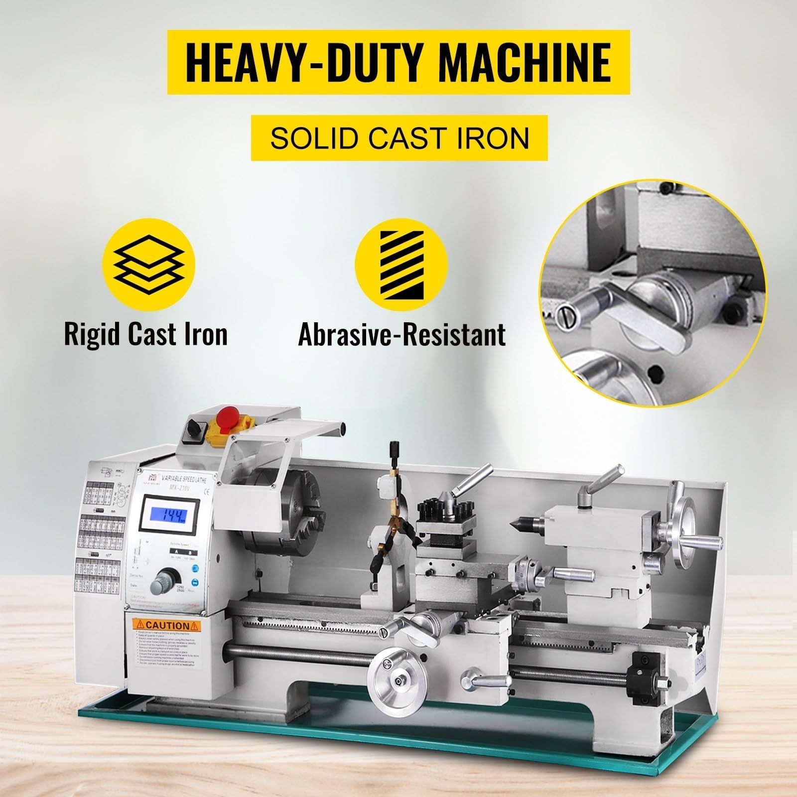 750W tokarka metalowa 8x16 Cal 2500RPM Mini stołowa o zmiennej prędkości wrzeciona do precyzyjnego przetwarzania części Dla początkujących majsterkowiczów