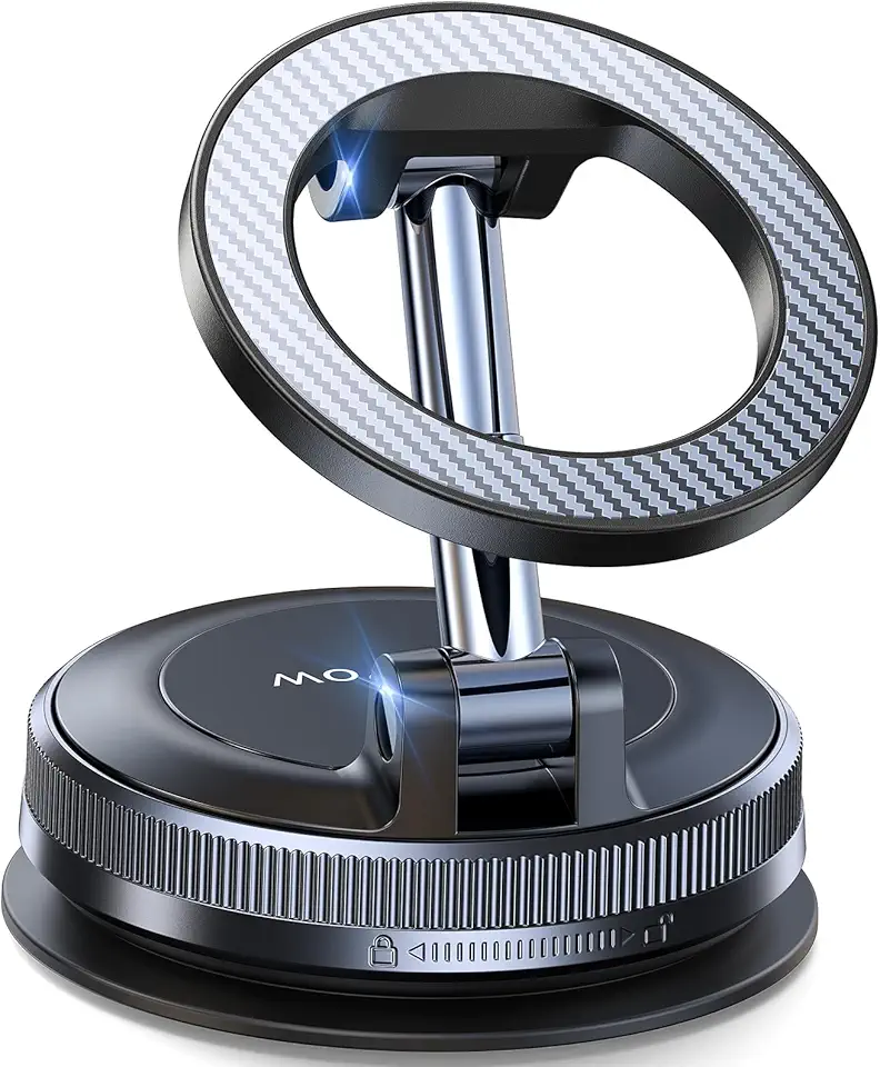 Coolpow Support Telephone Voiture Magsafe [Ventouse Sous Vide Puissante Magnétique] Porte Telephone Voiture Aimanté Pare-Brise/Tableau de Bord,360°Portable Accessoire Voiture pour iPhone 17/Smartphone