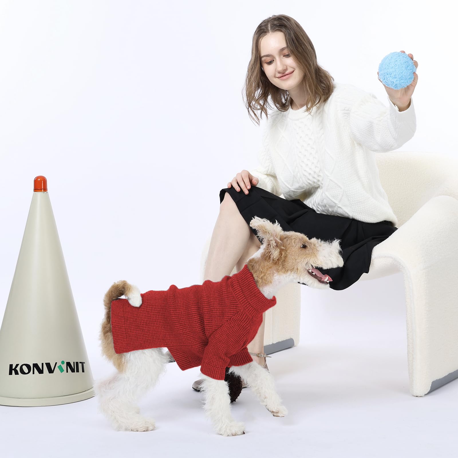 KONVINIT Sweter dla psa średniej wielkości – oddychający sweter dla psa dla buldoga francuskiego i Corgi, długi rękaw z golfem