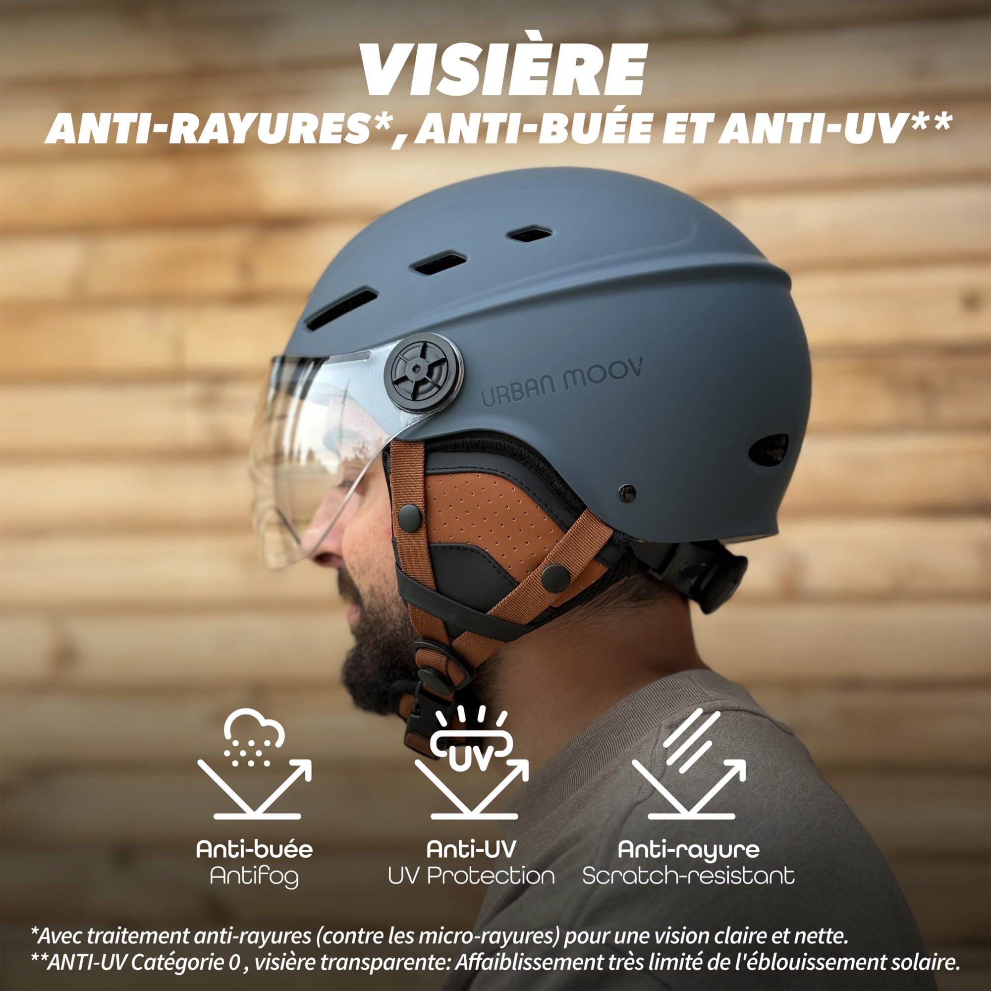 T'nB - Visor, Casque de Protection Vélo et Trottinette Electrique, pour Homme et Femme, Visière Transparente, Réglage Molette, Caches-Oreilles Détachables