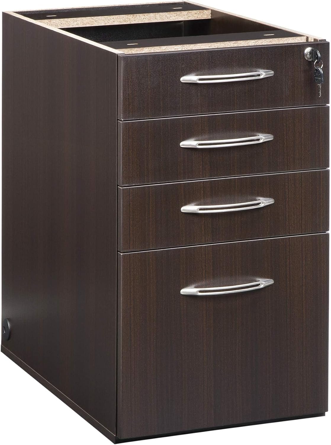 Mayline Aberdeen 26"" Deep 4 Drawer Pedestal File in Mocha