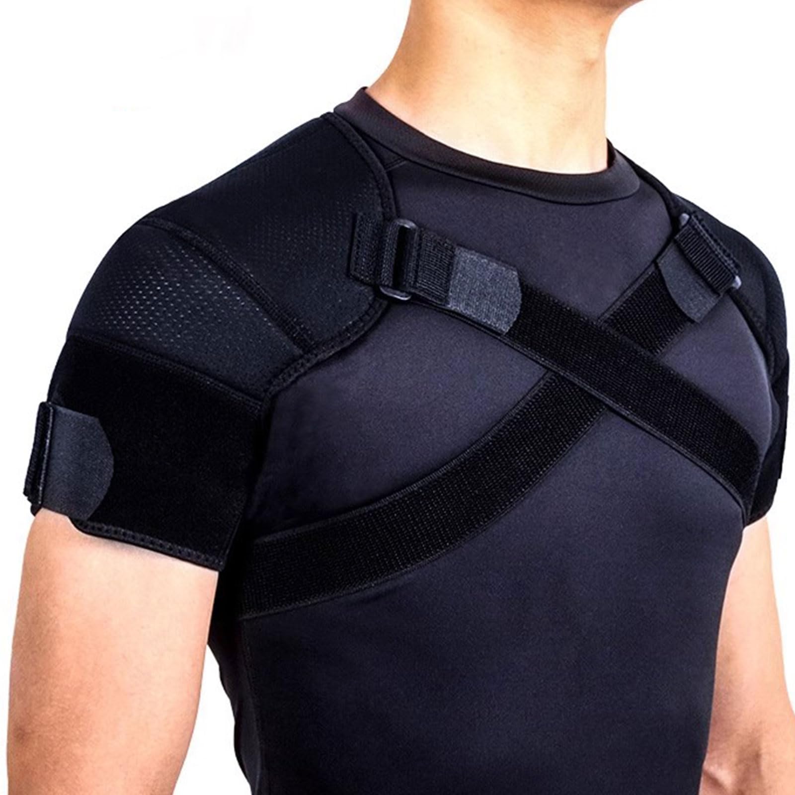 Envoltura de Abrazadera de Soporte de Hombro Doble Correa Protectora de Neopreno Ajustable para Hombres Mujeres, Alivio Lesiones en el Hombro, tendinitis,M