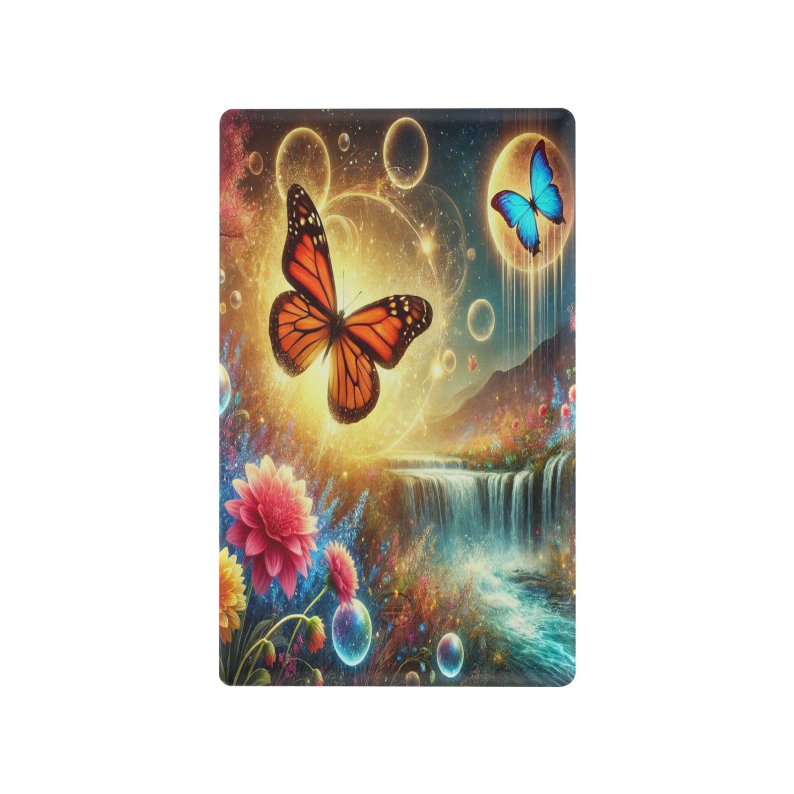 Orange Butterfly Waterfall Light Switch Cover Decorative Receptacle Outlet Wall Plate Guard Plastic Outlet Covers for Home Decor Room Office Bathroom (Unused Outlet Cover)