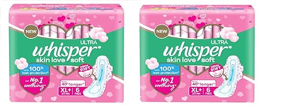 Whisper skin love soft xl 6+6 Pad Pack of 2