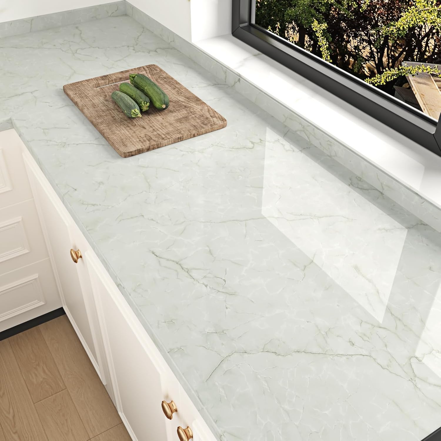 Grey Green Marble Contact Paper Peel and Stick for Countertops Grey Marble Wallpaper Removable Waterproof Countertop Contact Paper for Cabinets Kitchen Backsplash Shelf Liner Table 15.7"×78.7"