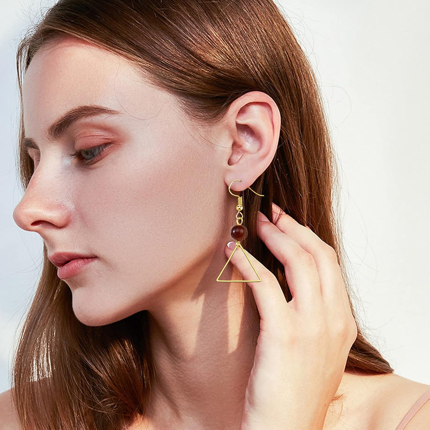 60pcs Triangle Earring Beading Hoops Ring for Jewelry Making, Hoops Connector Links Open Bezels Linking Rings Pendant for DIY Earring Necklace/Crafts (Gold, Silver, Ancient Cyan, 20mm)