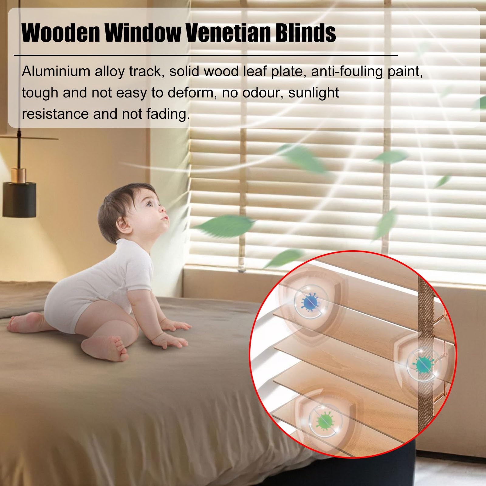 Venecianas De Aluminio Persianas venecianas de madera para balcones - Ancho 70 80 90 100 135 150 CM Persianas para ventanas para puertas de patio/marcos de ventanas/puertas de vidrio - Persianas horiz