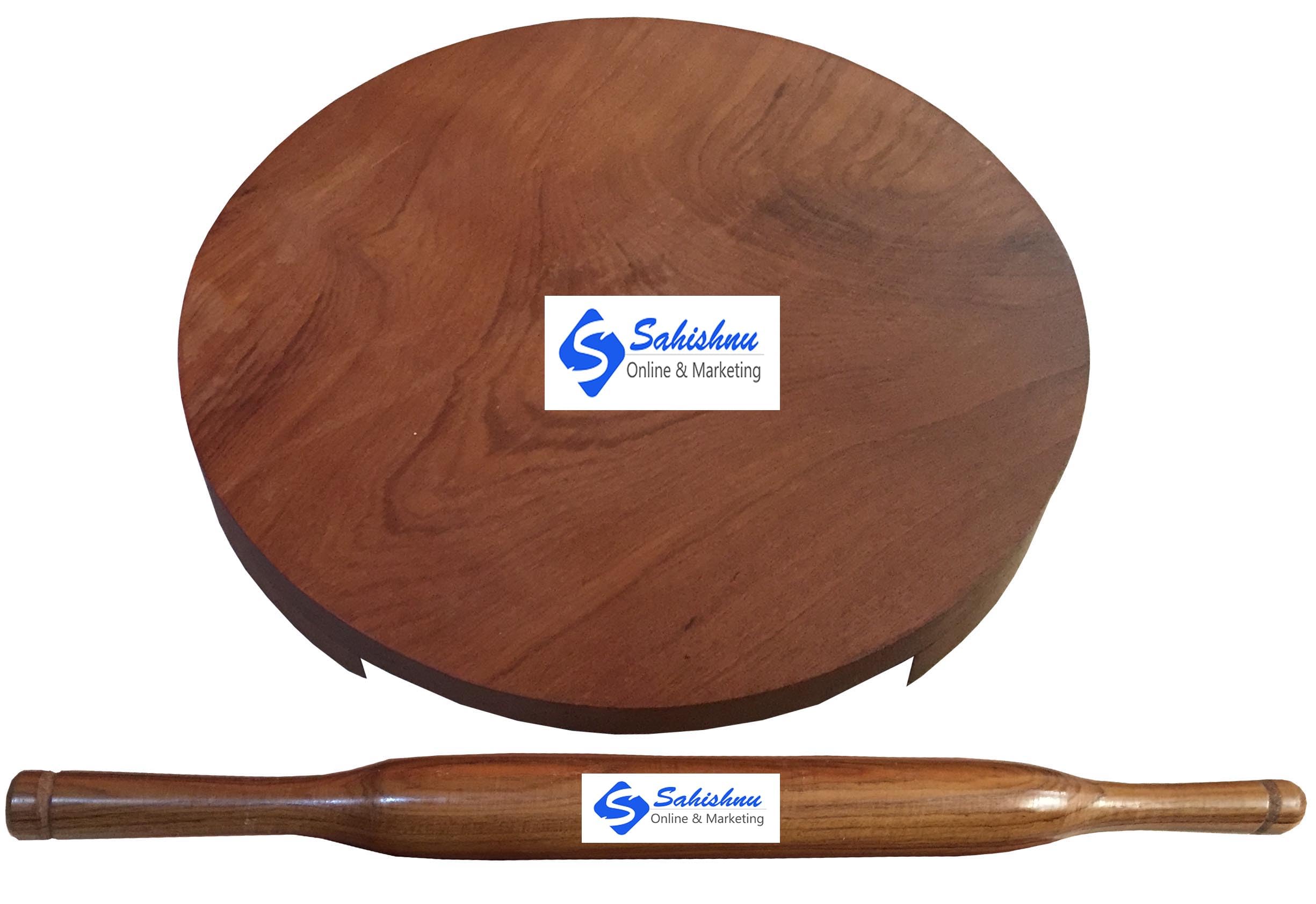 Sahishnu Online & Marketing Wooden Belan Chakla, Wooden Chakla Belan, Wooden Circular Board with Rolling Pin, Wooden Polpat Belan,wooden chakla belan