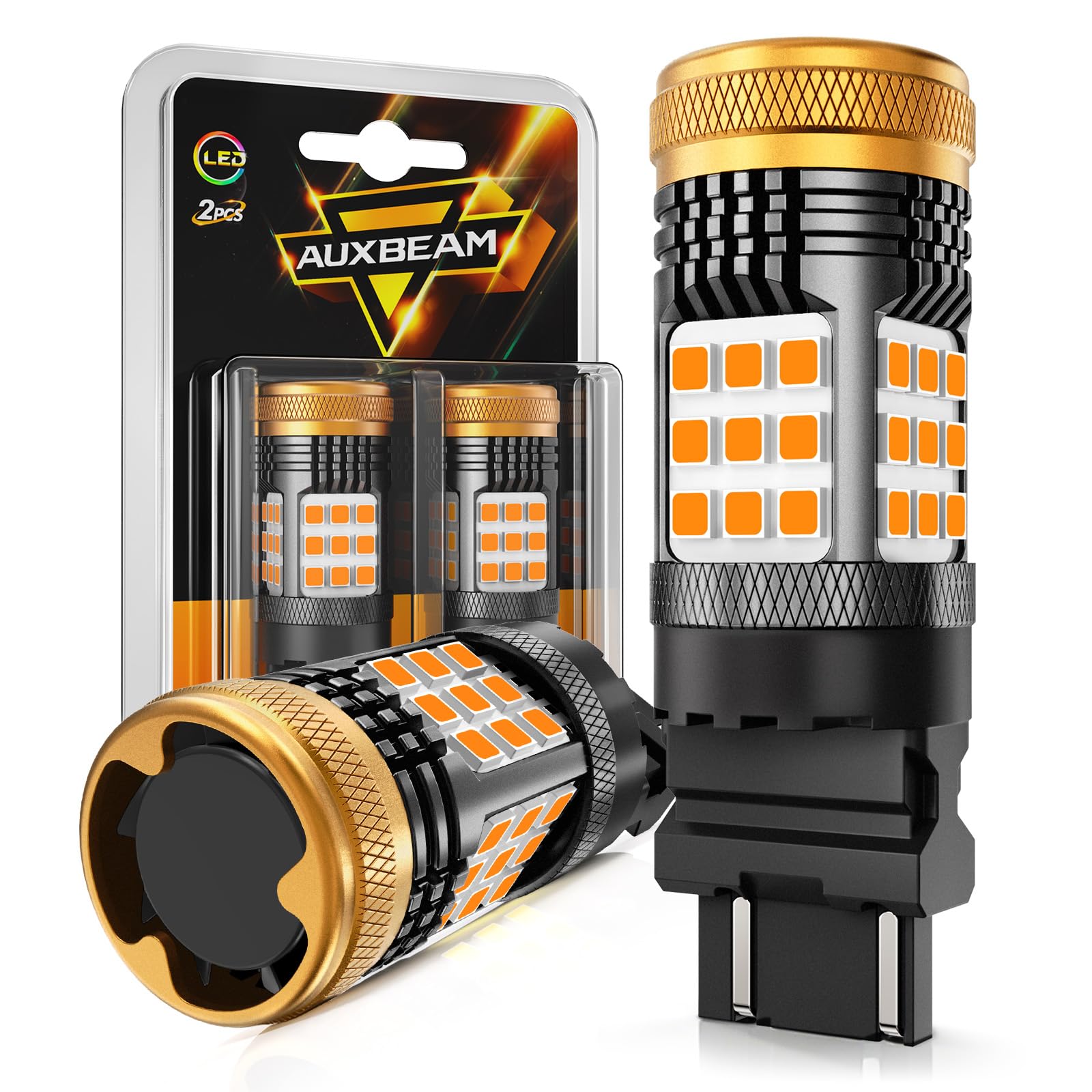 Auxbeam B21 Series 4257 Amber LED 4257NA Bulbs Built in Resistor Error Free