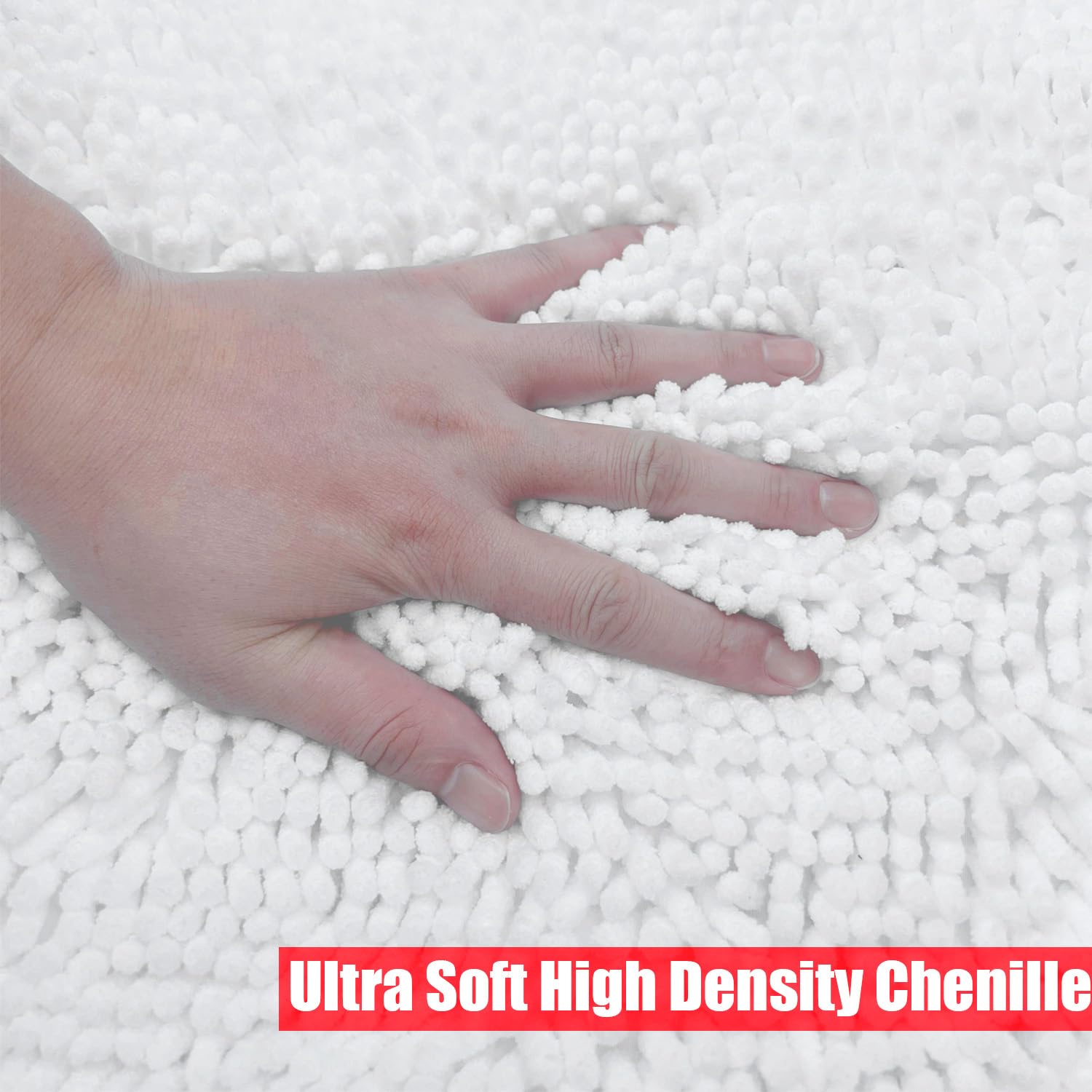 RUN HELIX Ultra Soft Chenille Bath Mat Non Slip, Bath Mat Set 3 Piece, Shaggy Bathroom Mats - Image 3
