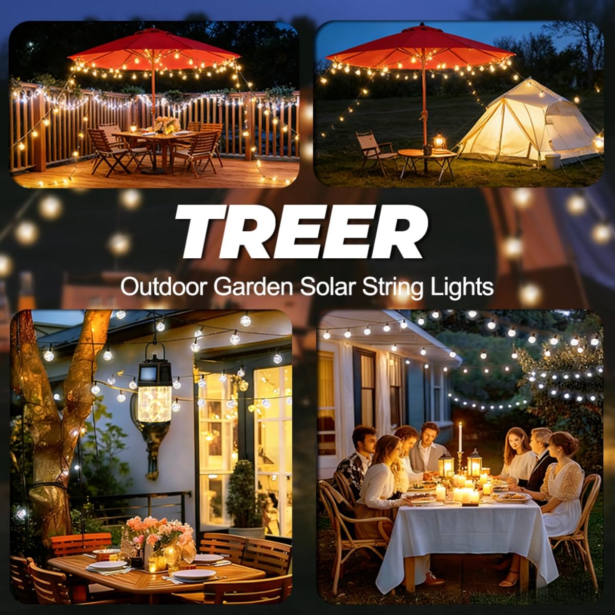 Catena di Luci Solari per Esterno, Catena Luminosa Solare a Sfera di Cristallo, 8 Modalità di Illuminazione Impermeabile IP65 per Giardino Patio Terrazze (24 mm Bianco,22M 200LED)