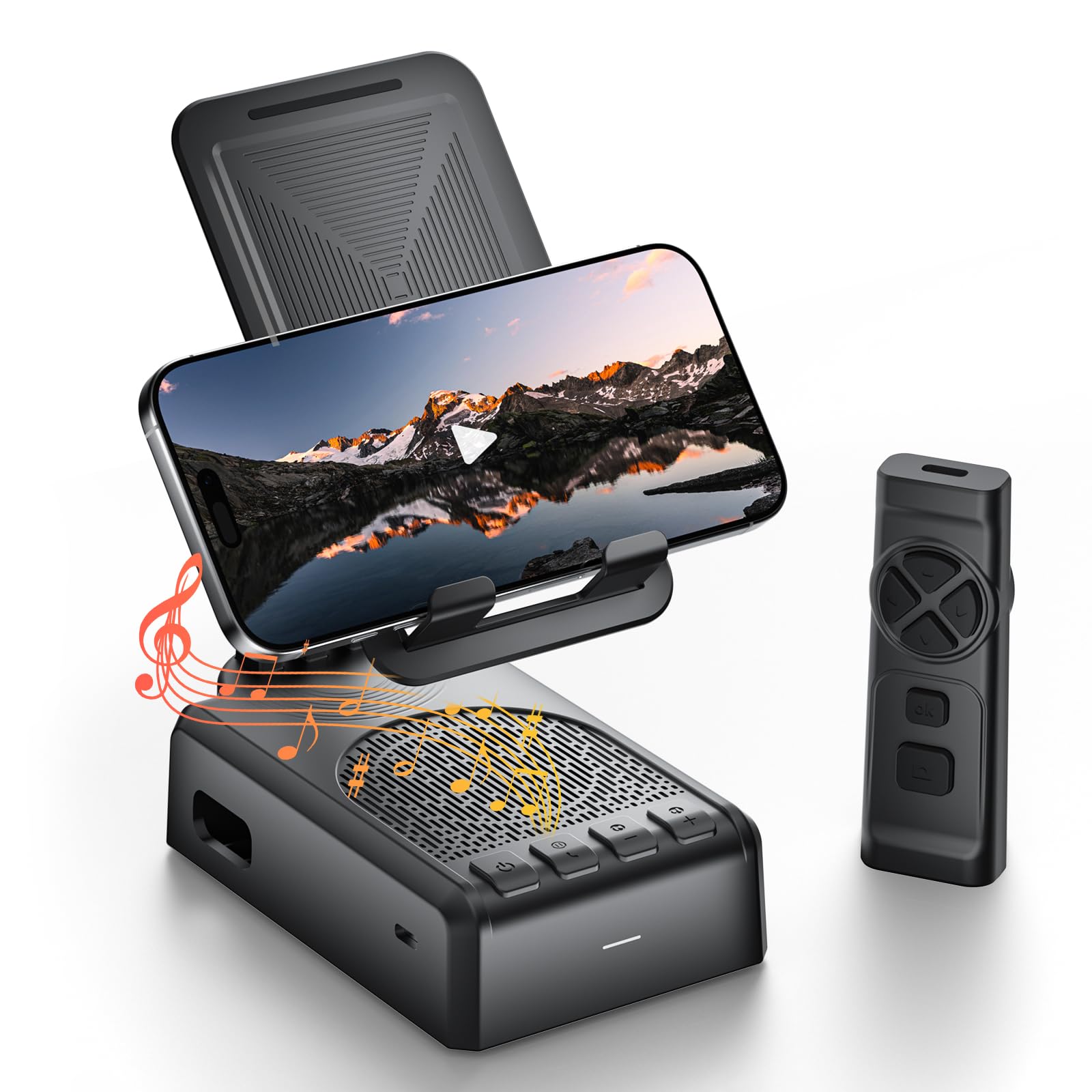 Birthday/ChristmasGifts for Men Women,Cell Phone Stand with Bluetooth Speaker and Remote Control(Video Control/Camera Control), Portable Bluetooth