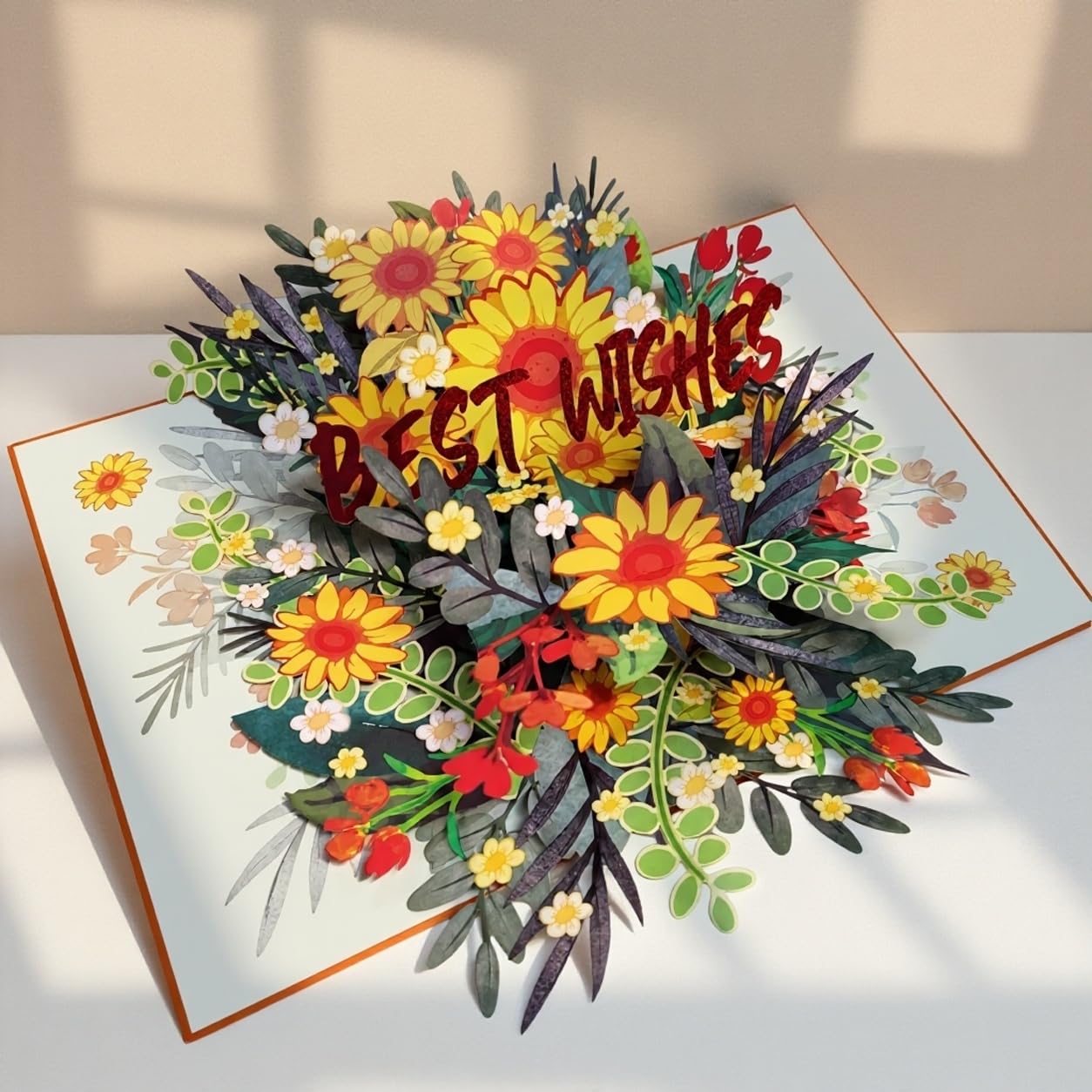 AIBAOBAO Sunflower 3D Pop-Up Birthday Card for Women, Happy Mothers Day & Anniversary Greeting Cards, Handmade Floral Bouquet Flowers Card with Envelope, Unique Gift for Her, Wife, Mum, Grandma