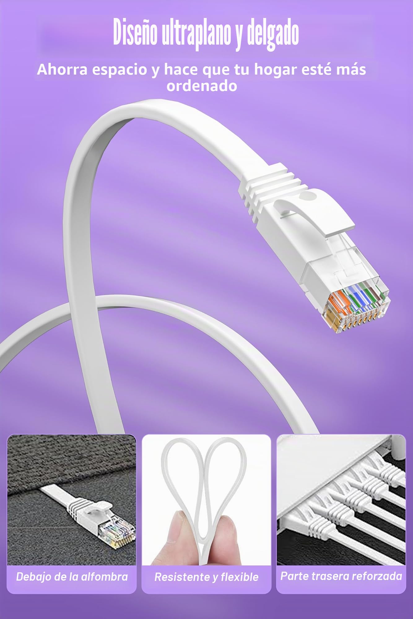 Cable Ethernet 30 metros, Cat 6 Cable de Red 30m Blanco, Largo Plano RJ45 Cable LAN Alta Velocidad 10/100/1000Mbps 250MHz, Exterior Interior Gigabit Cable Internet para Router Switch Módem (30 Clips)