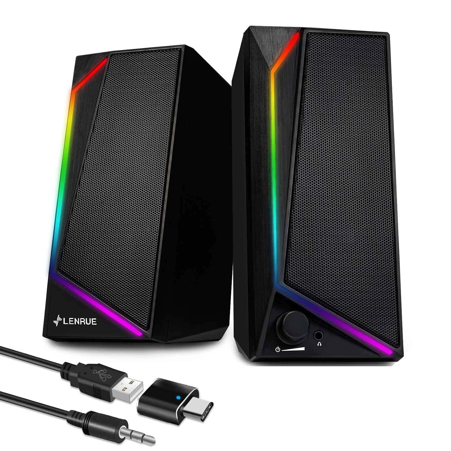LENRUE Computer Speakers, USB/USBC Powered PC Speakers with Loud