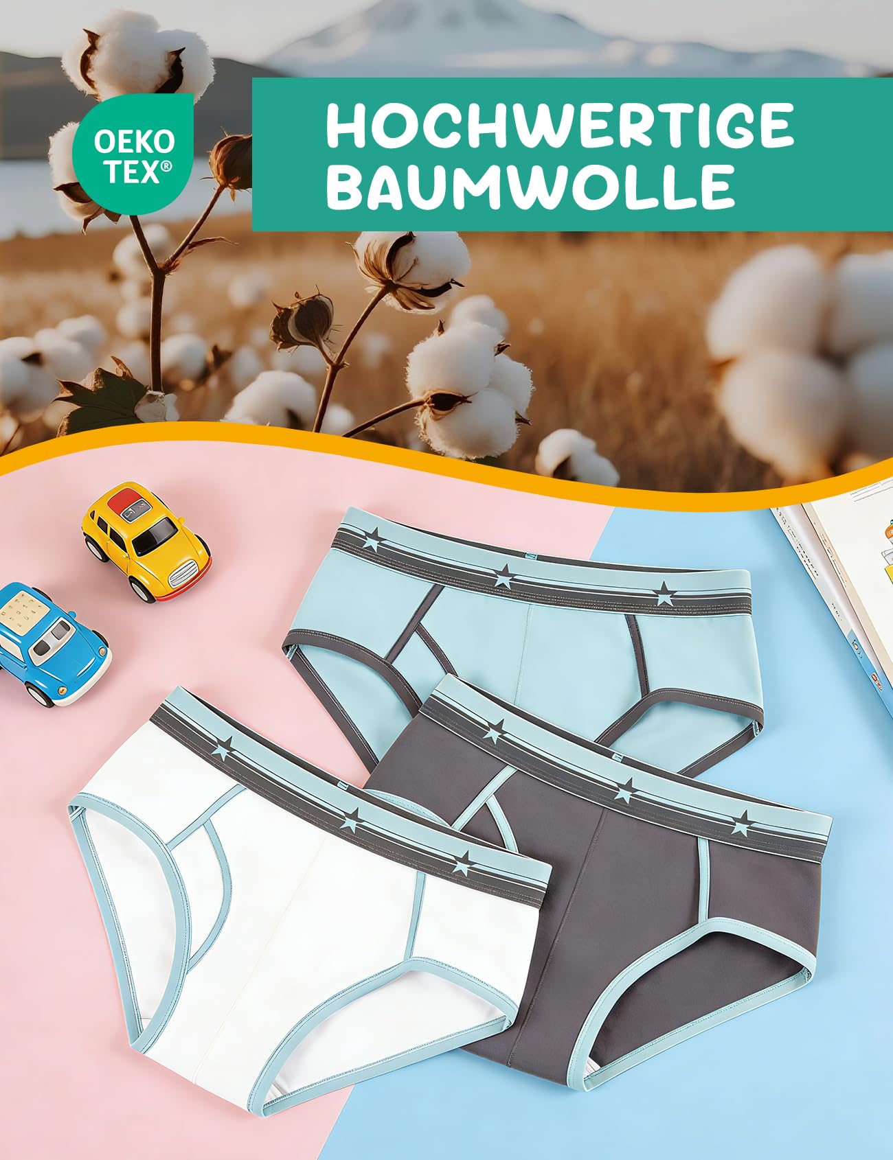 Carer 3er Pack Jugendliche Inkontinenzslip 60 ml Saugkraft Weiche Baumwoll-Unterwäsche bei leichter Inkontinenz Wiederverwendbar 4XL