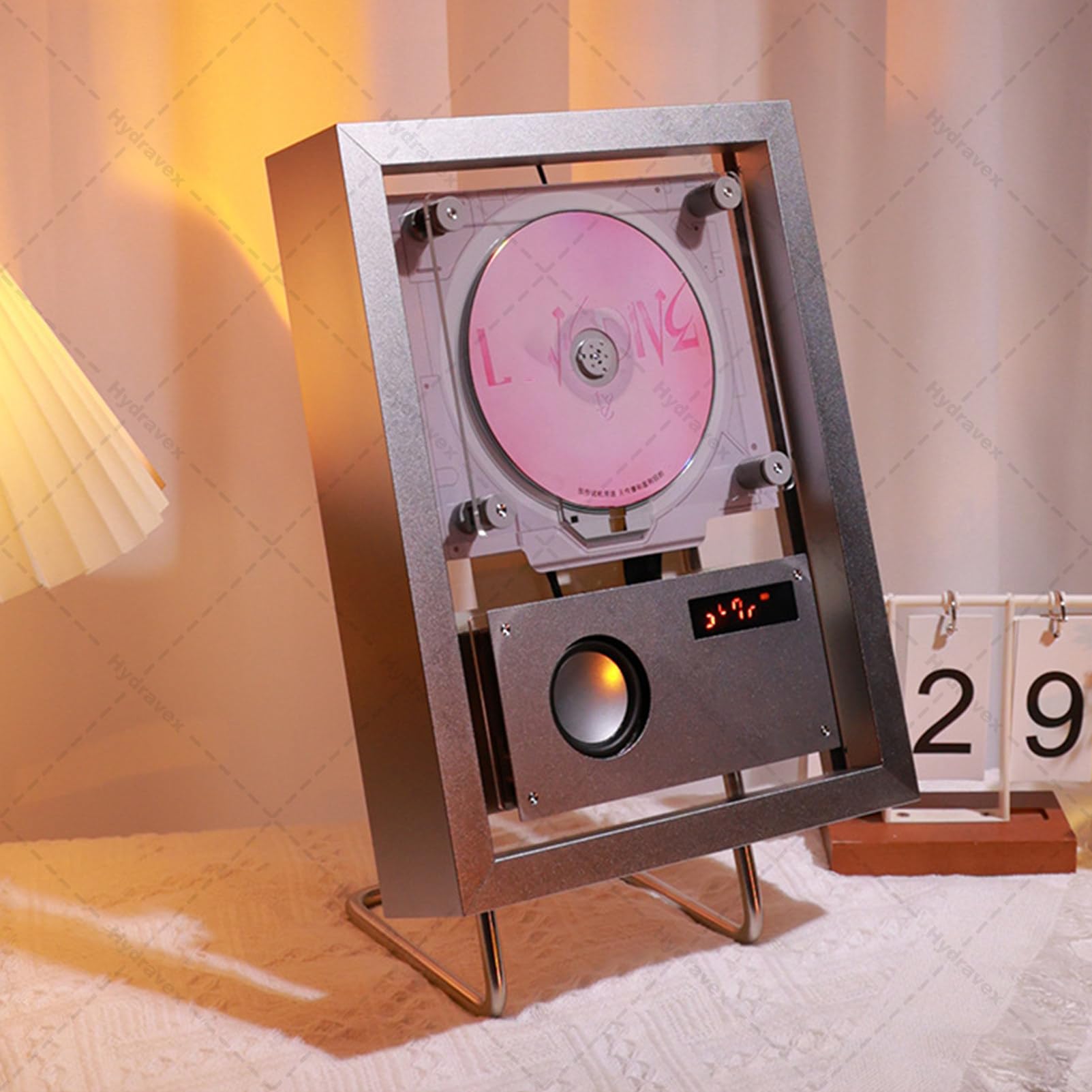 Music Frame CD Player, Wall Mountable Decorative CD Decorative Photo Frame with Remote Control, for Home/Corridor/Wall Decor (Silver)