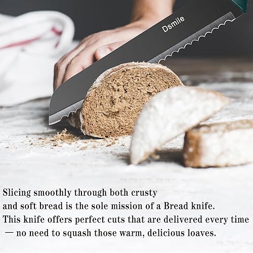 Miniatura 6 de Dsmile Juego de 4 cuchillos de cocina, cuchillos de acero inoxidable negros con cubiertas para cuchillos, cuchillas de acero inoxidable con