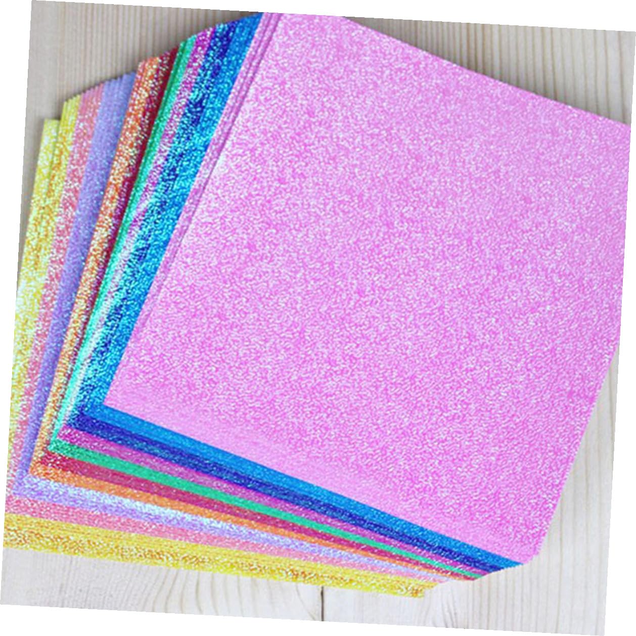 100 Stück Schimmerndes Faltpapier Buntes Bastelpapier DIY Origami papier Stabile Handgemachte Glitzer papiere für Scrapbooking Grußkarten Bastelprojekte Zufällige Zufällige Farbe