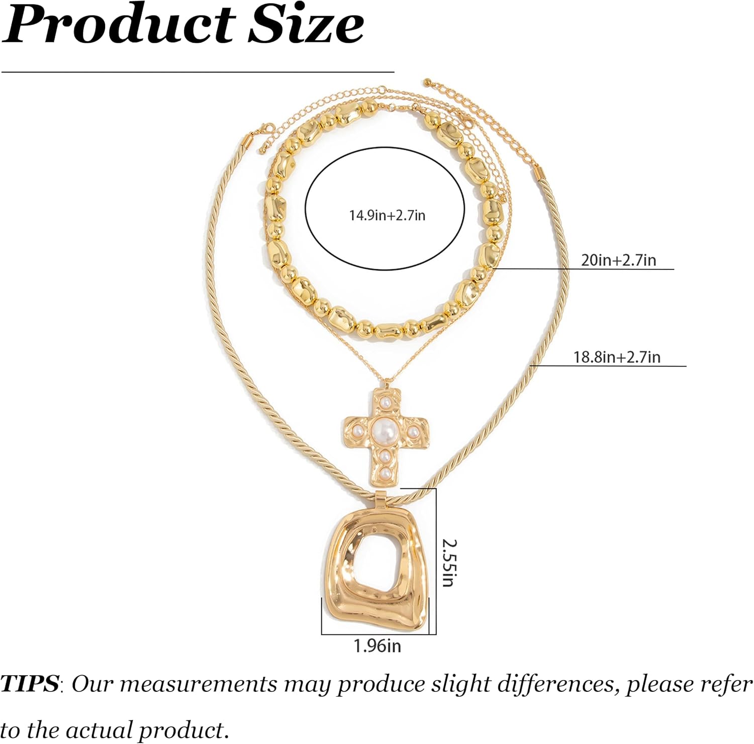 Chunky Gold Necklace Chunky Cross Necklaces for Women Stacked Gold Geometric Square Pendant Necklace Big Pendant Jewelry - Image 6