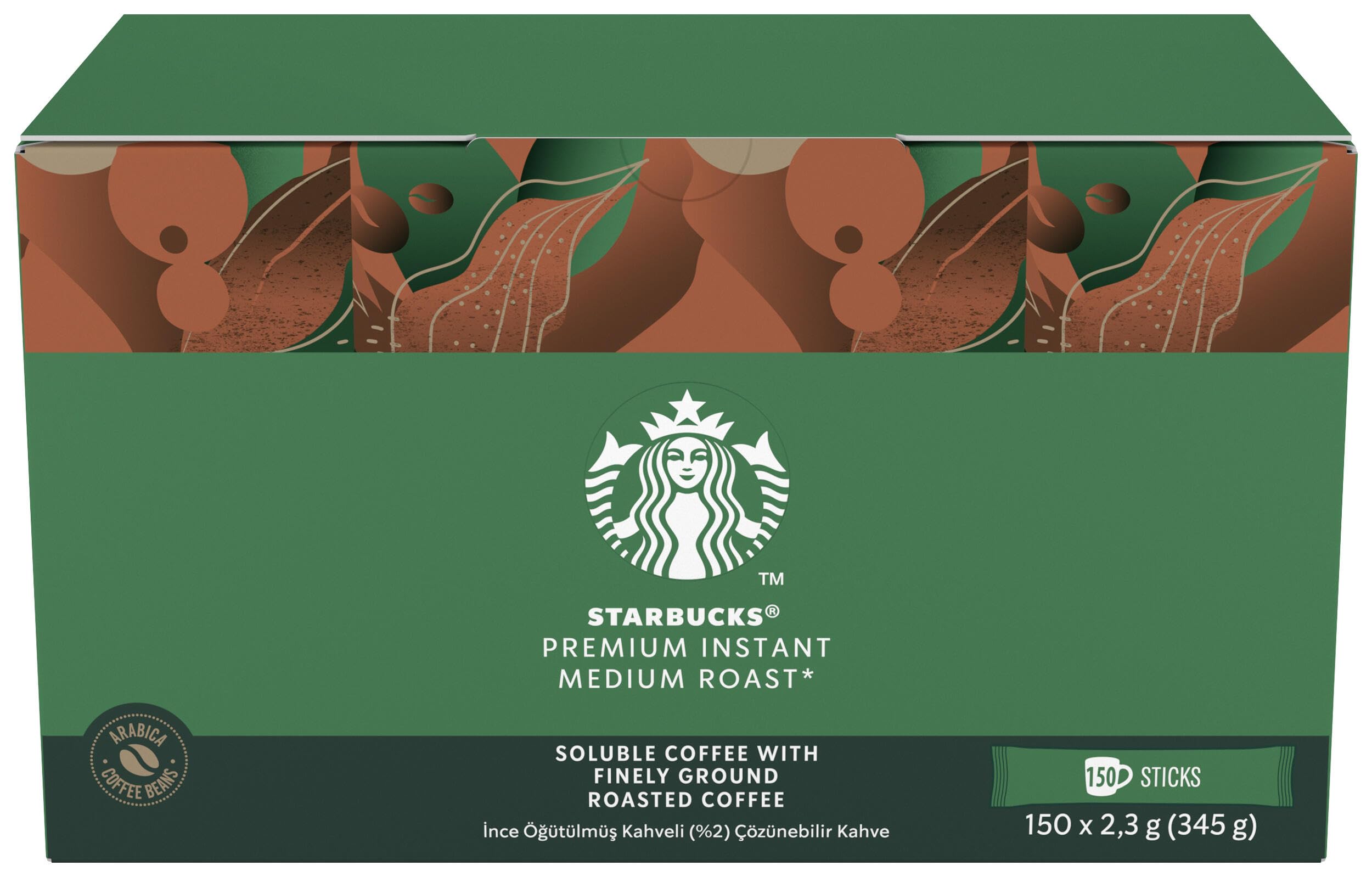 STARBUCKS Premium Instant Kaffee Medium Roast, Löslicher Kaffee aus 100% Arabica, mild und ausgewogen, Vorratspackung, 1er Pack (150 Sticks x 2,3g)