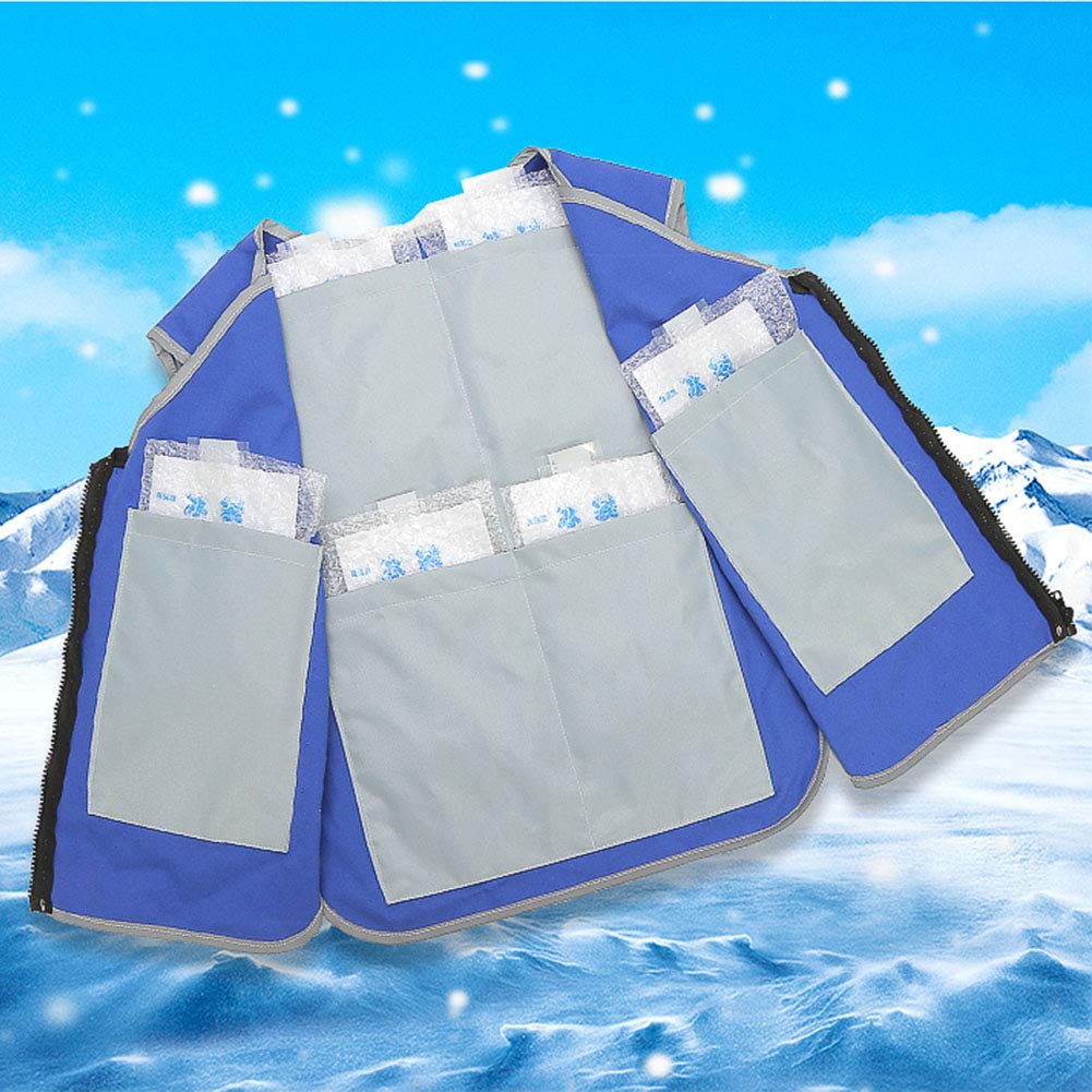 MNSSRN-MM Eisbeutel Kühlweste, Sommer Hitzschlag Beständigkeit, hohe Temperaturbeständigkeit, Kältetechnik, ICY Arbeiten im Freien kühle Weste,Blau