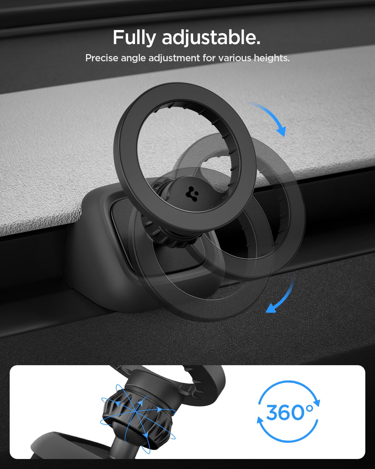 Spigen Tesla Model Y Juniper 2025 2026 Model 3 Highland 2024-26 (Standard & Premium, SAUF Performance) Support Téléphone Voiture MagSafe pour Grille d’Aération, Accessoire Tesla Compatible avec iPhone