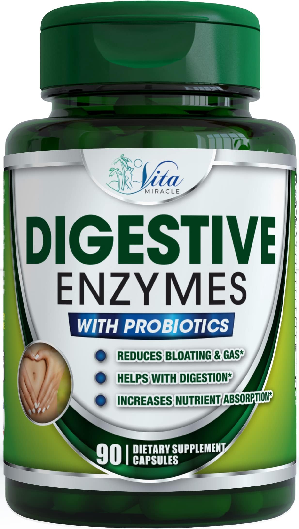 Digestive Enzymes With Probiotics And Prebiotics - Enzymes For Digestion Supplement Lipase Enzyme Amylase Lactase Protease Super Enzymes For Women & Men Help Defend Gas Bloating Abdominal Discomfort