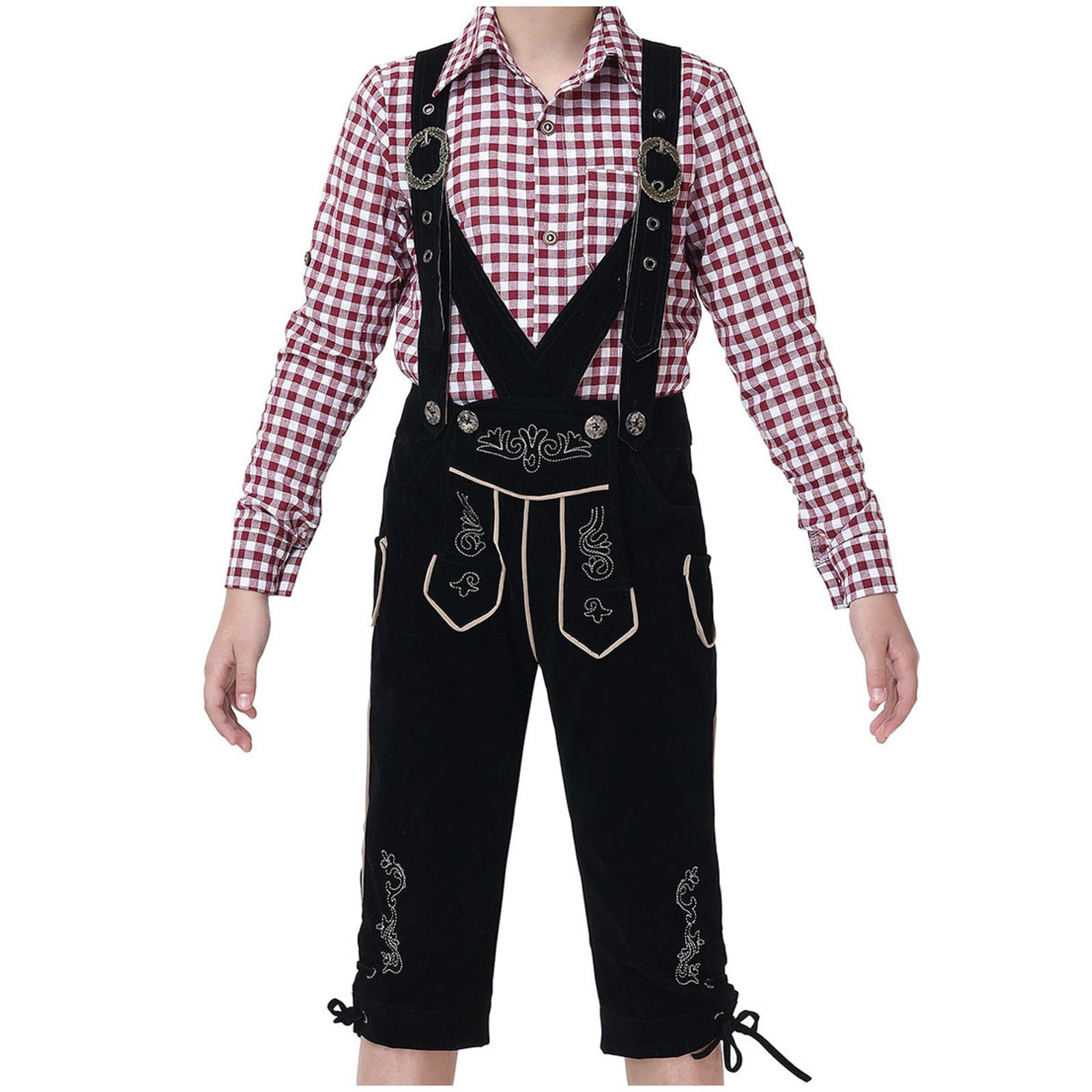 Trachten Lederhose Jungen Kniebund Trachtenhose mit Träger Traditionelle Bestickt Kinderlederhose Ideal für Dein Oktoberfest Outfit Trachtenlederhosen für Jungen Bayrische Tracht Lederhosen