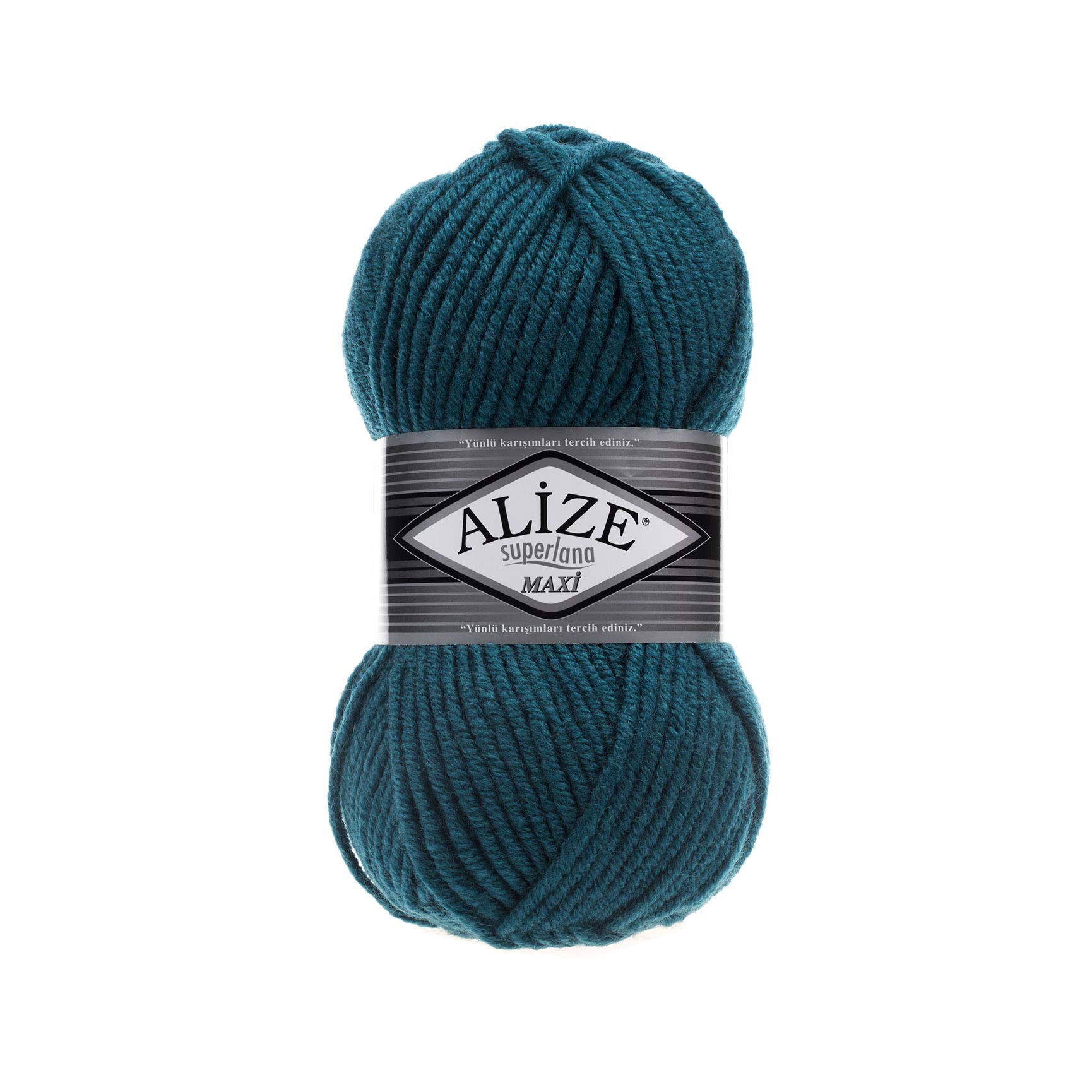alizeSuperLana Maxi 25% Wool 75% Acrylic Each Skein 100 g 100 m, Lot of 4 Skeins - 212 Petrol