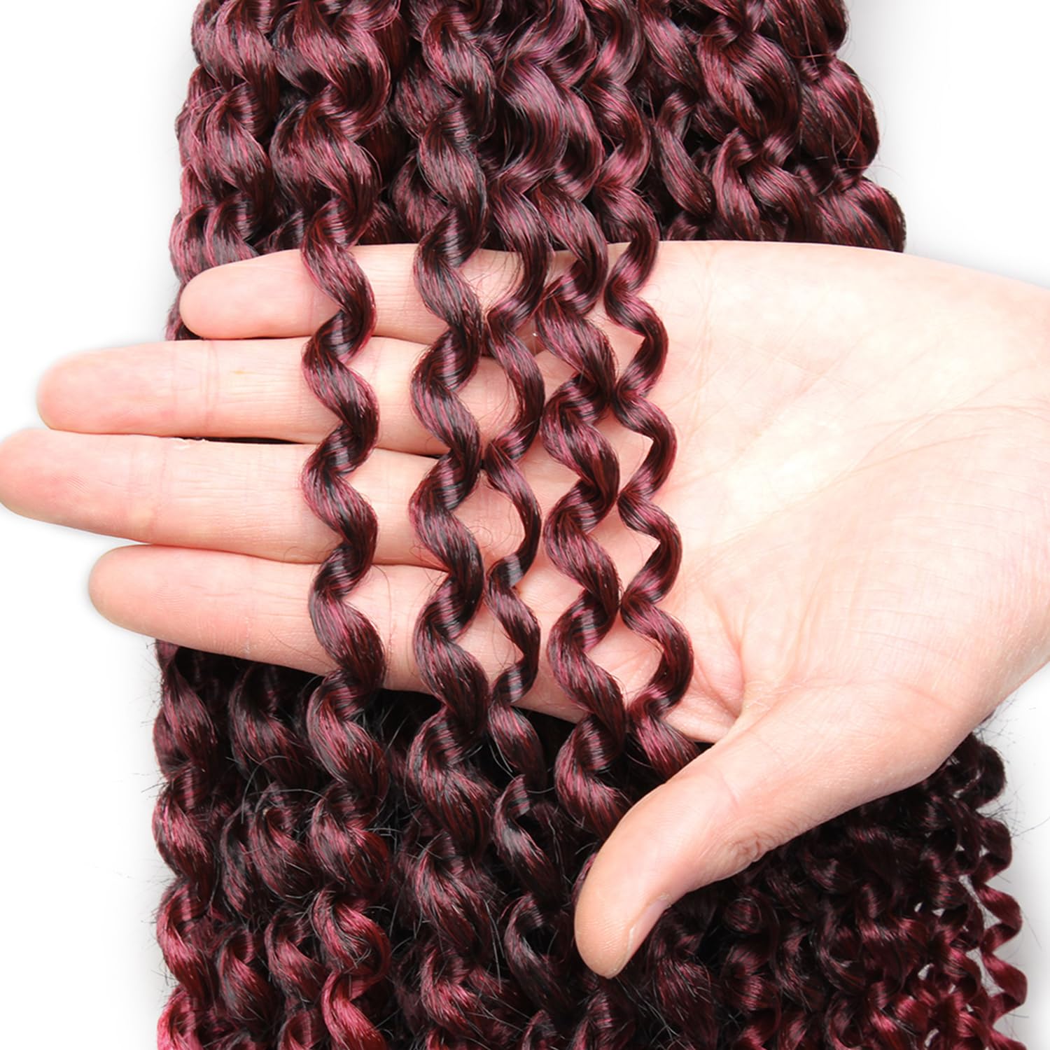 Mscat Passion Twist 18 Inch 7 Packs Ombre Burgundy Water Wave Hair for Butterfly Locs - Synthetic Crochet Braiding Extension TBUG# - Image 4